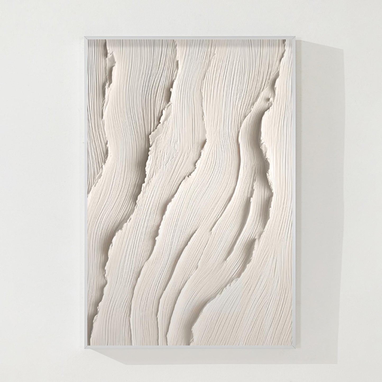 3D Textured Ocean Painting: Beige Coastal Wall Art #10
