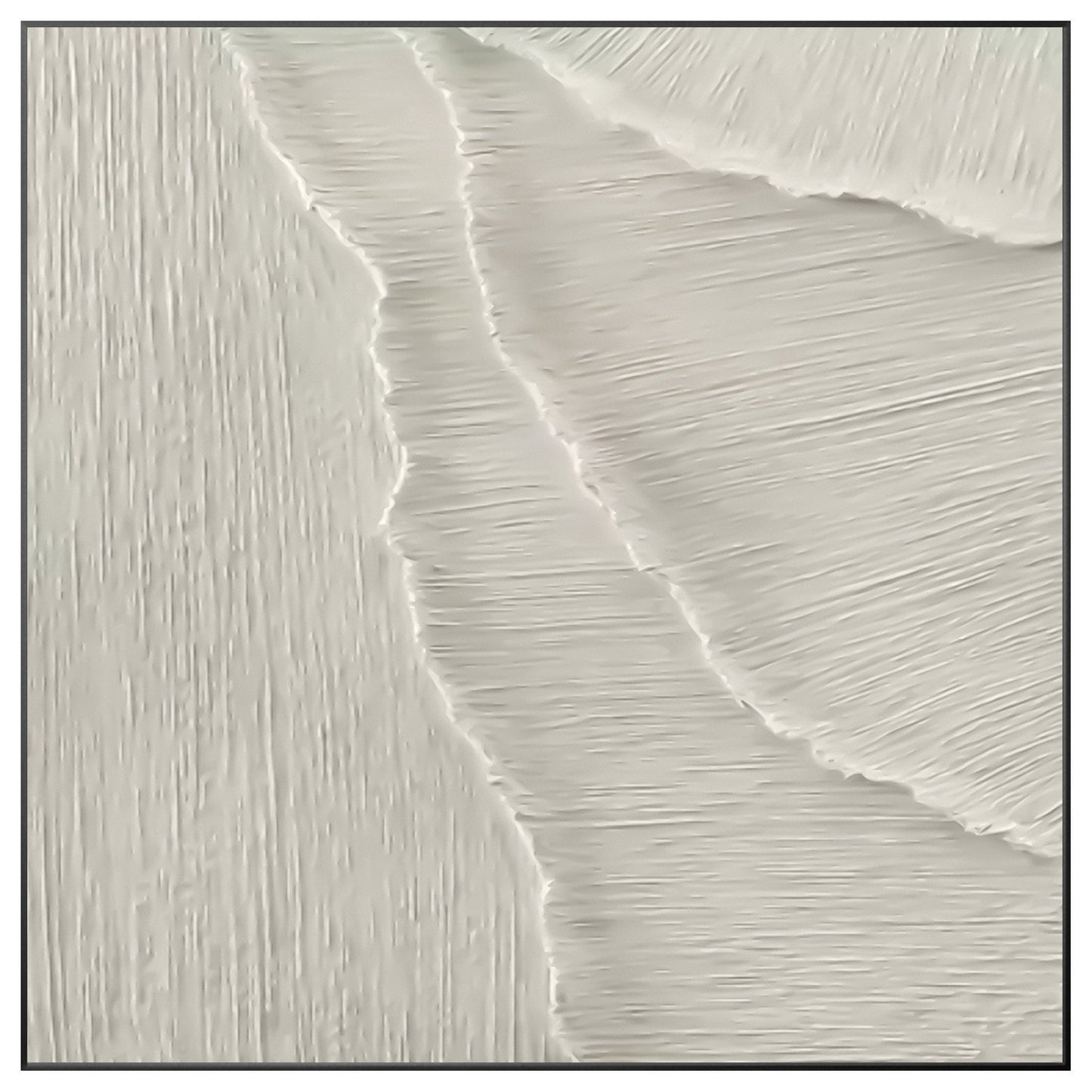 3D White Texture Painting: Minimalist Sea Waves Framed Wall Art #10