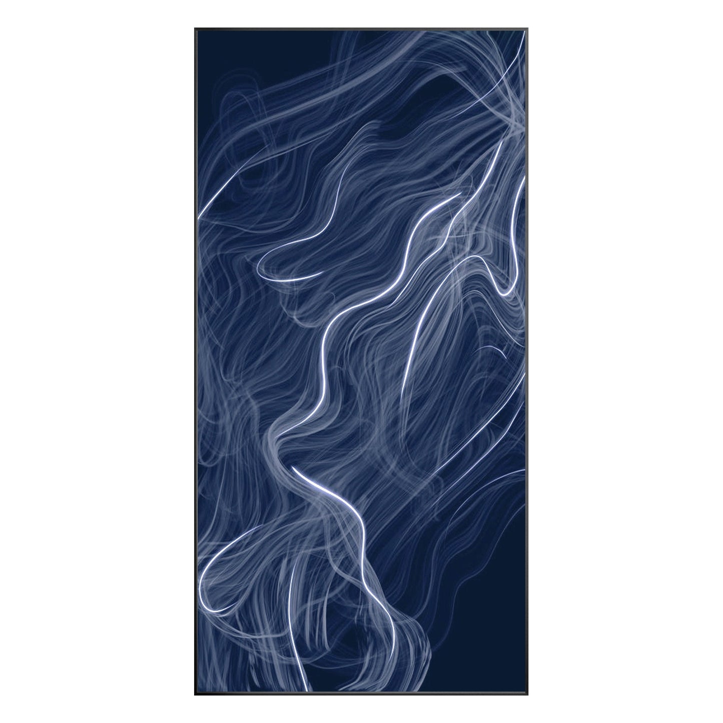 Abstract Fog Painting: Navy Blue Wall Art on Canvas, Framed #10
