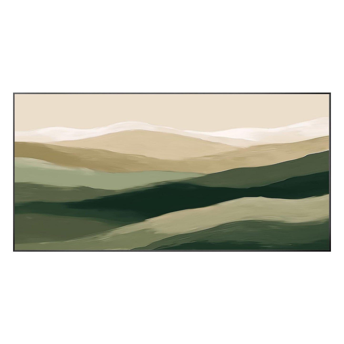 Abstract Mountain Painting: Beige & Green Landscape Canvas Art #10