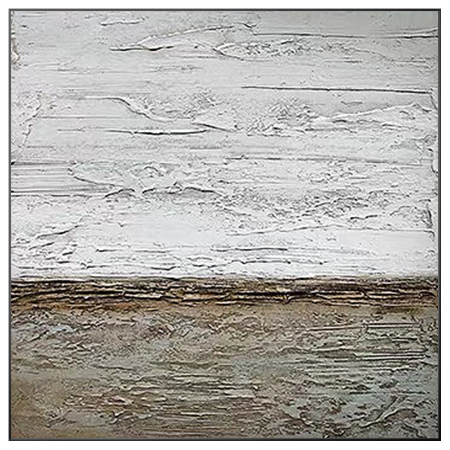 Abstract Ocean Beach Textured Painting: Square Framed Canvas Wall Art #9