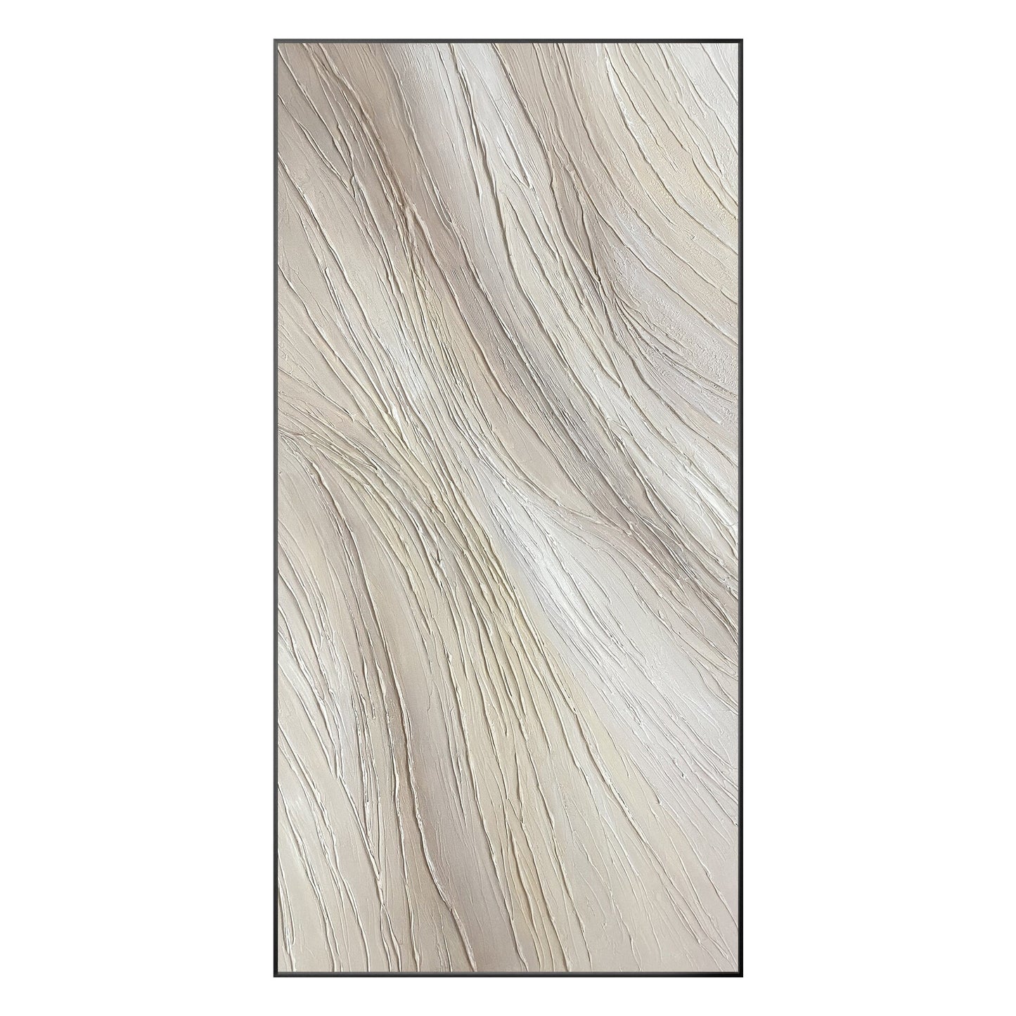 Beige Textured Painting On Canvas: Extra Large Minimalist Wabi Sabi Wall Art #10