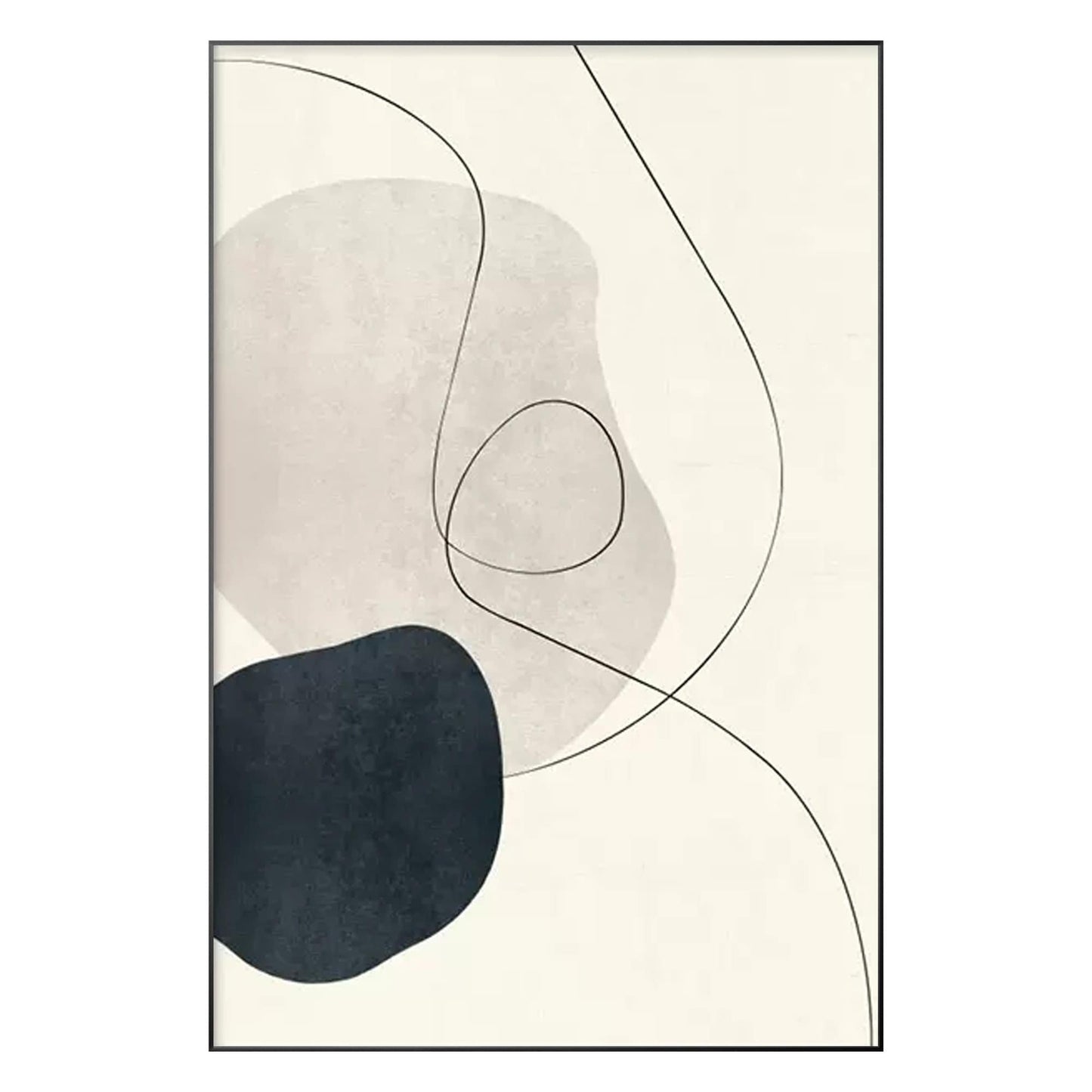 Black & Gray Wabi Sabi Painting: Minimalist Framed Canvas Wall Art #9