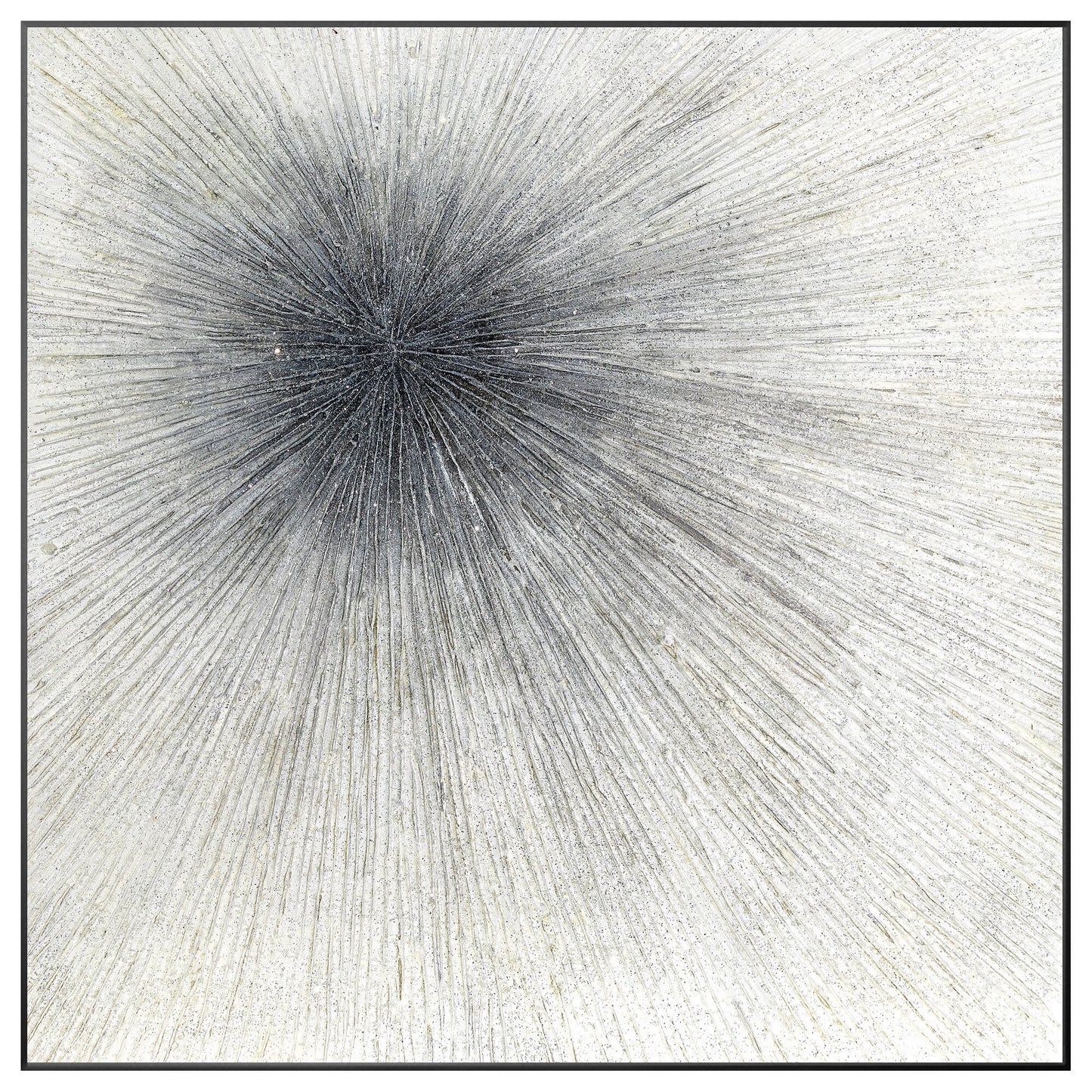 Black White Ray Glitter Painting Original Painting On Canvas, Square Minimalist #10