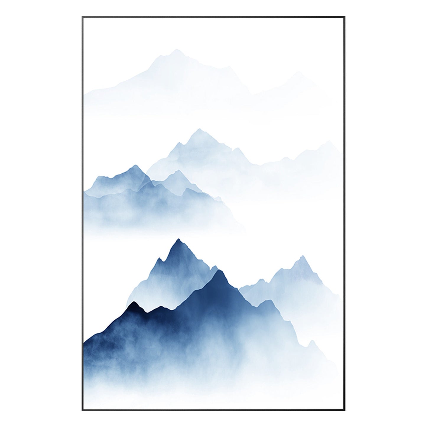 Blue Watercolor Mountain Painting: Minimalist Landscape Canvas Art #9