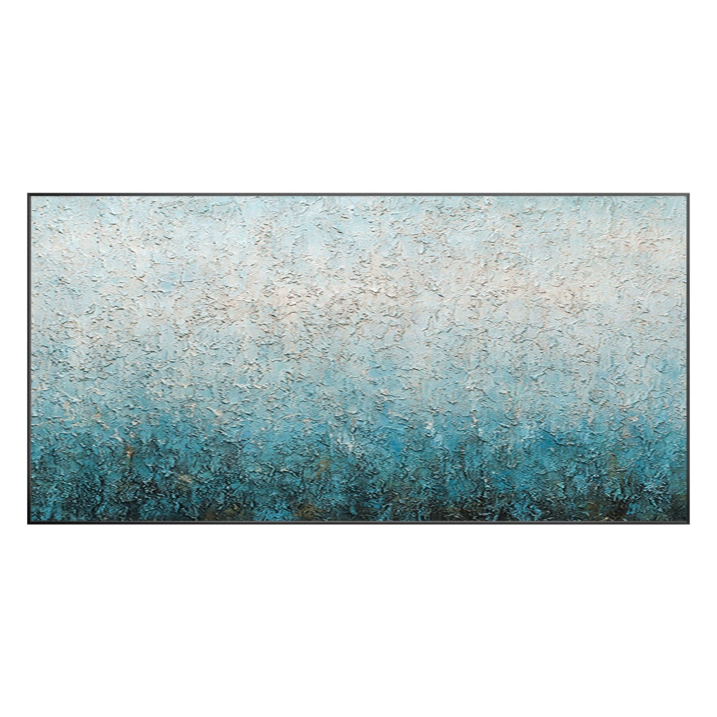Blue White Heavy Texture Abstract Painting: Extra Large Framed Canvas Wall Art #9