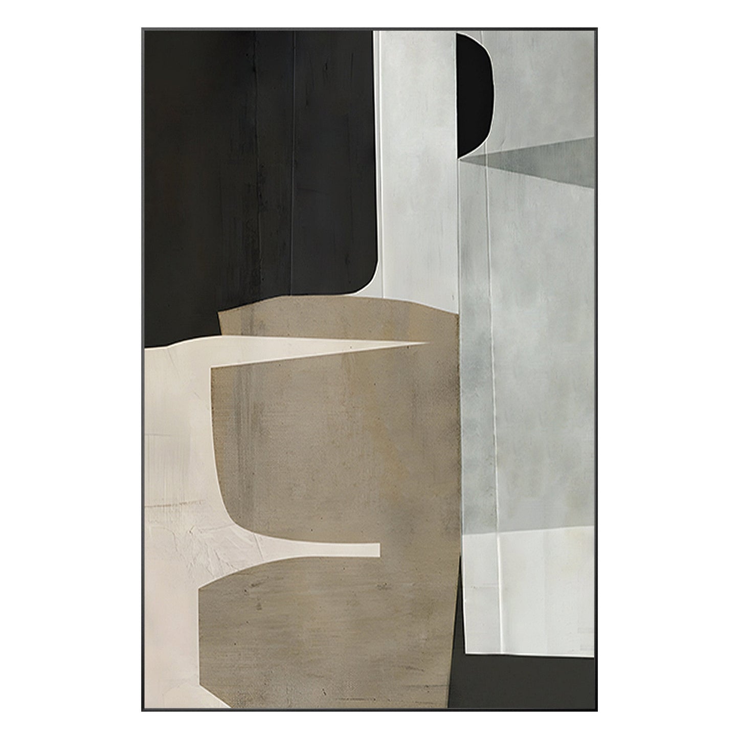 Brown Beige Black Abstract Geometric Painting On Canvas, Minimalist Painting Org #9