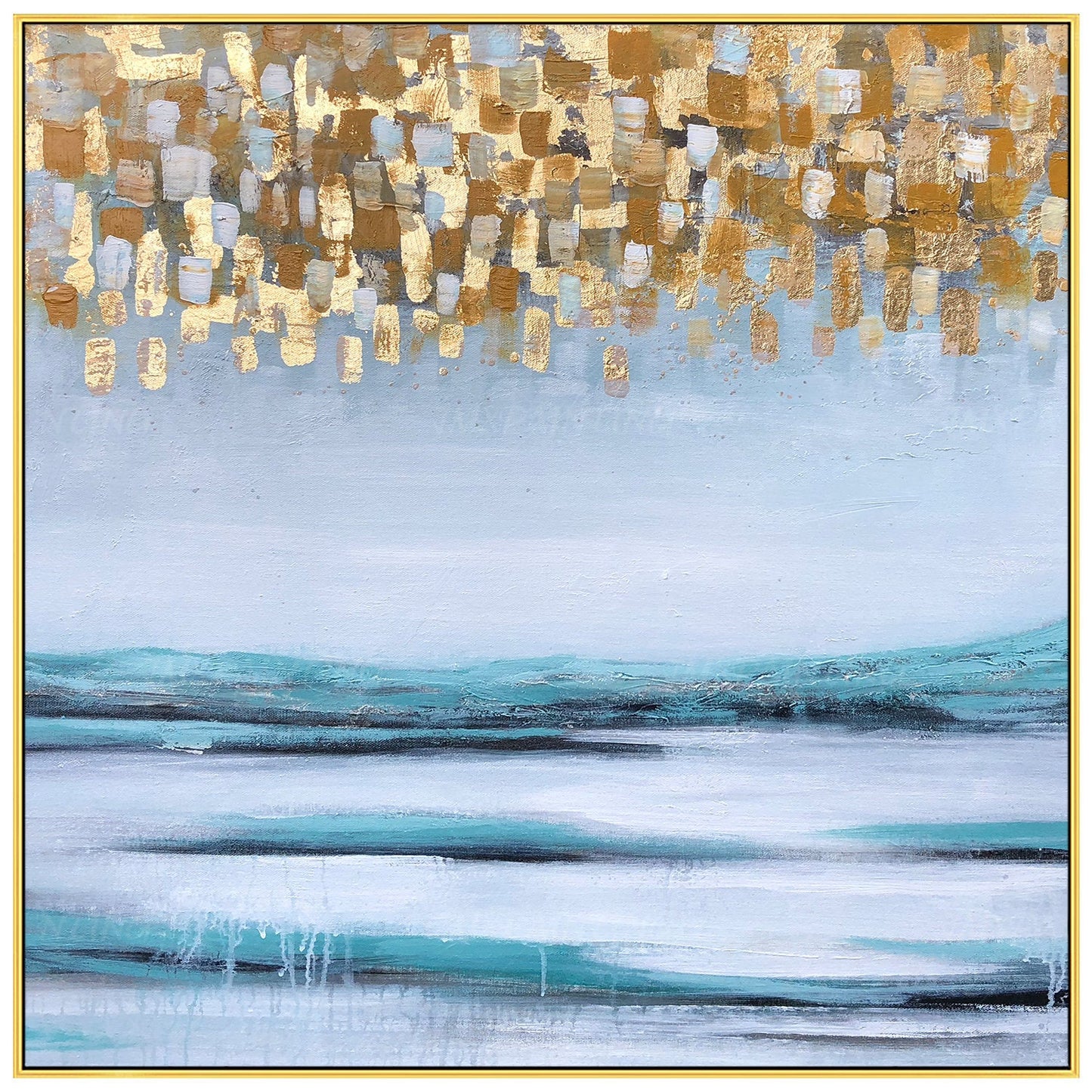 Framed wall art gold painting Original Abstract Acrylic Painting On Canvas Large #10