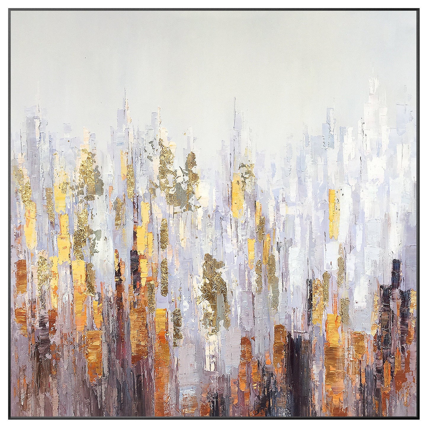 Gold leaf Abstract acrylic Paintings On Canvas Original art Large wall art textu #9