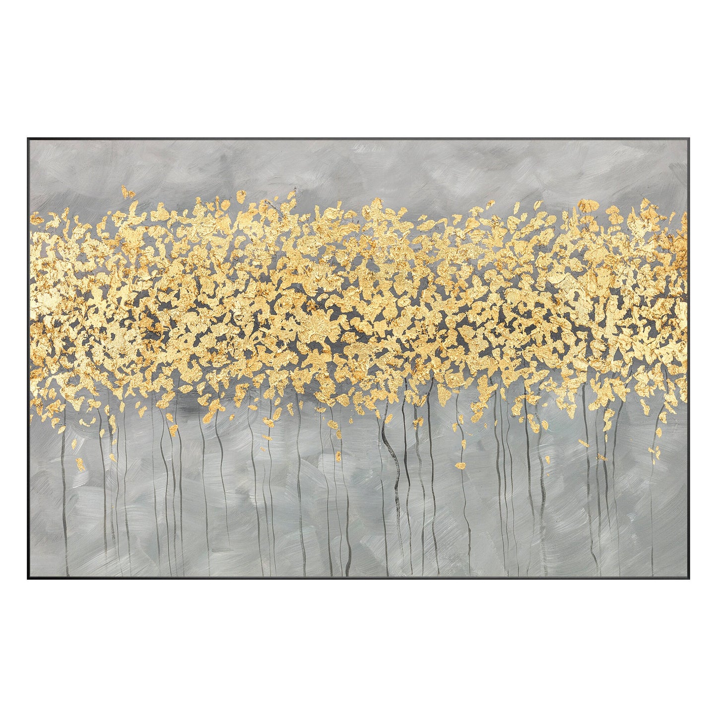 Gold Leaf Flower Painting: Original Abstract Art on Canvas #10