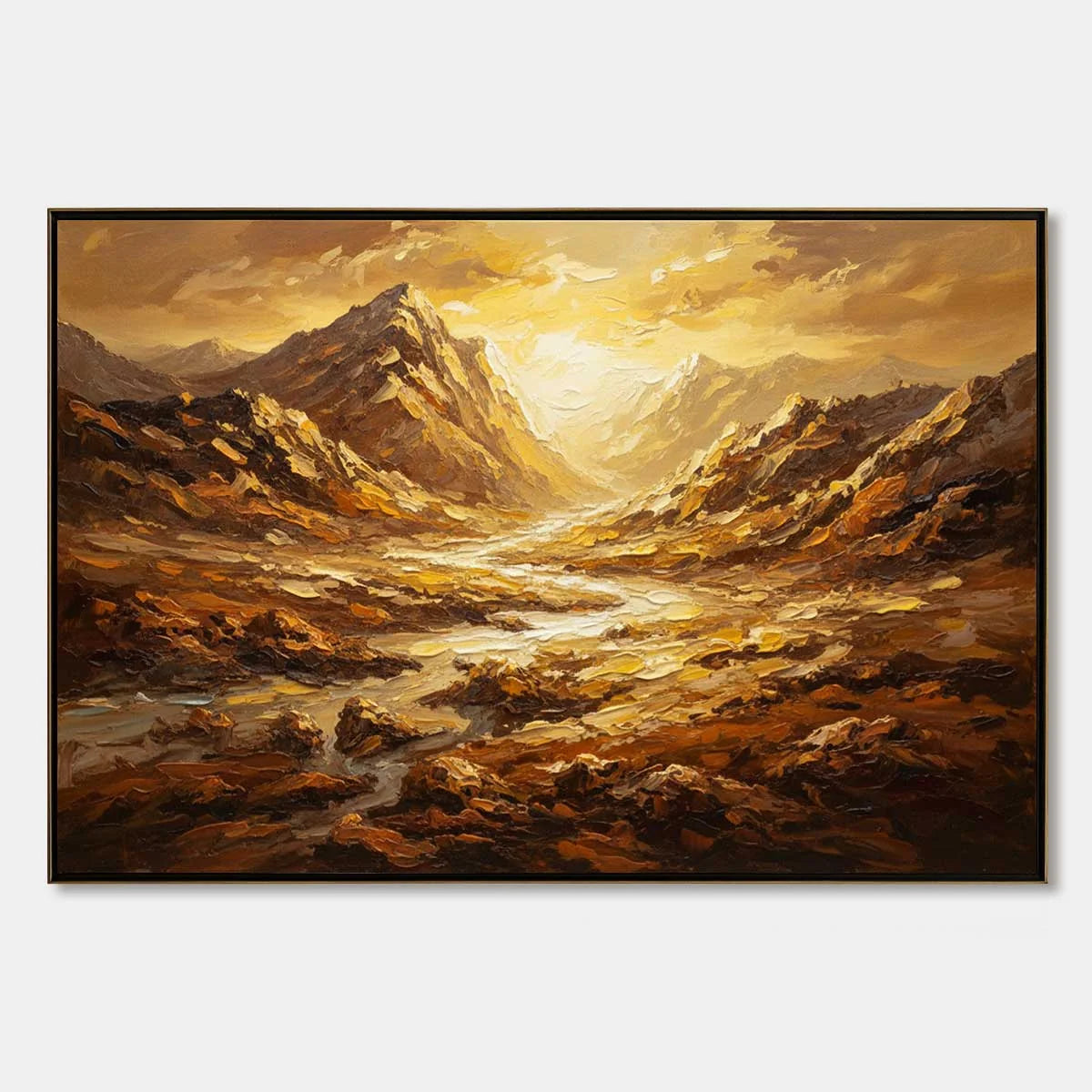 GOLDEN CANYON: Textured Impasto Mountain Valley Landscape Pa – Art
