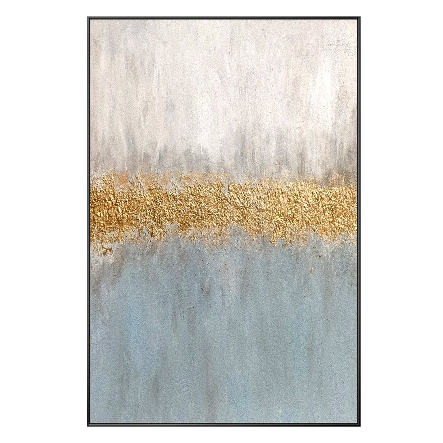 Gray Blue Gold Abstract Painting: Textured Nordic Wall Art #11