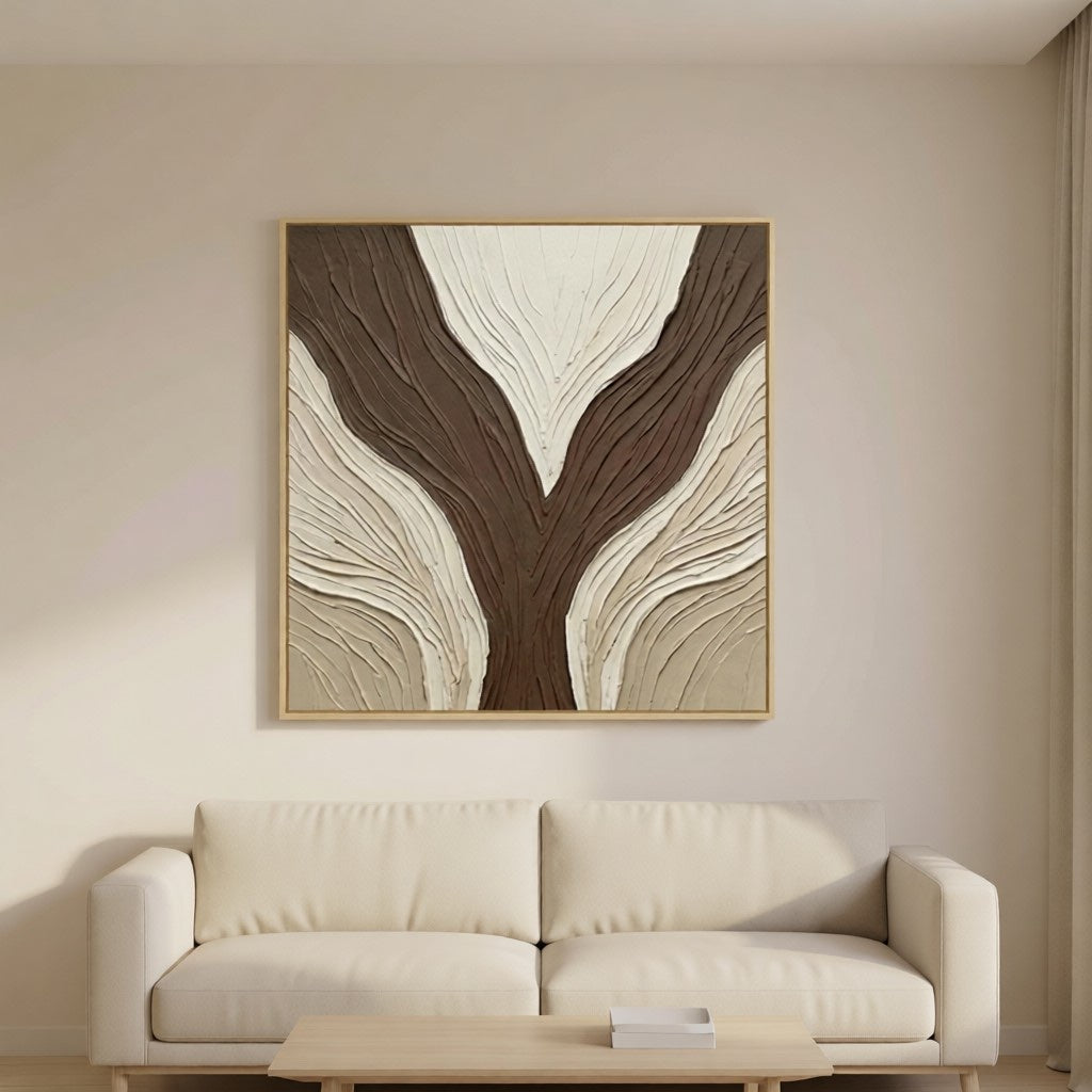 Minimalist Neutral Plaster Wall Decor styled in a refined neutral room setting to show wall scale, calm proportion, and interior decor mood.