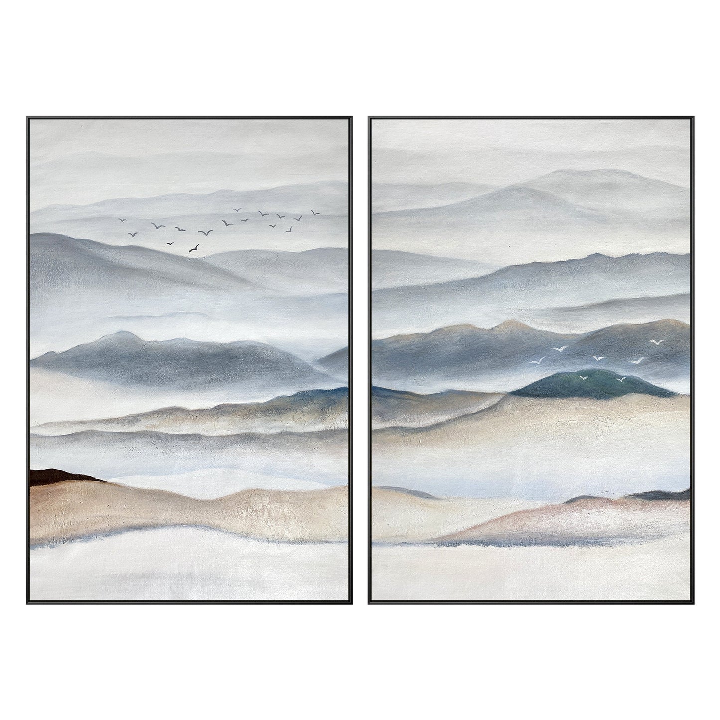 Mountain Landscape Painting Canvas: Abstract Living Room Wall Art (Set of 2) #10