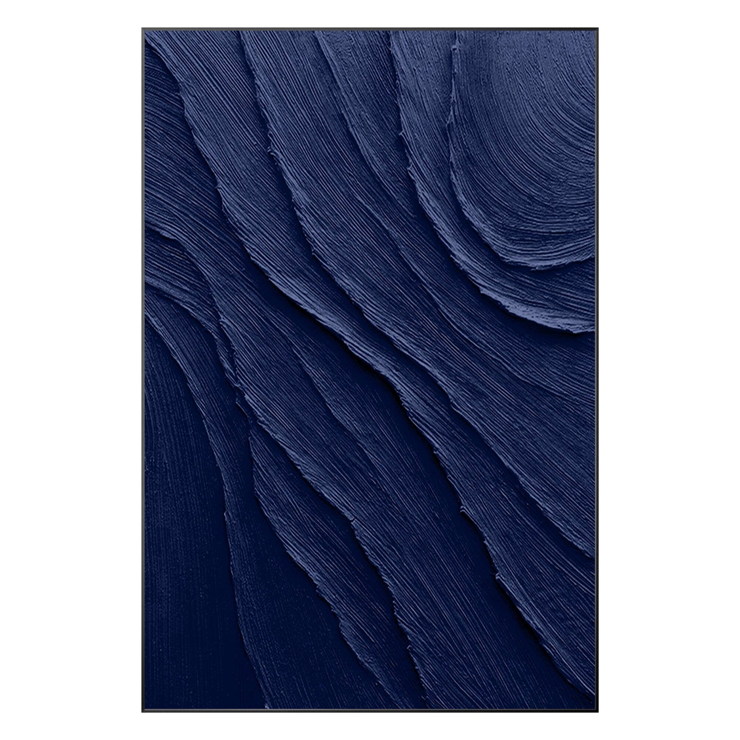 Navy Blue 3D Texture Wall Art, Extra Large Minimalist Canvas Painting, Thick Tex #14