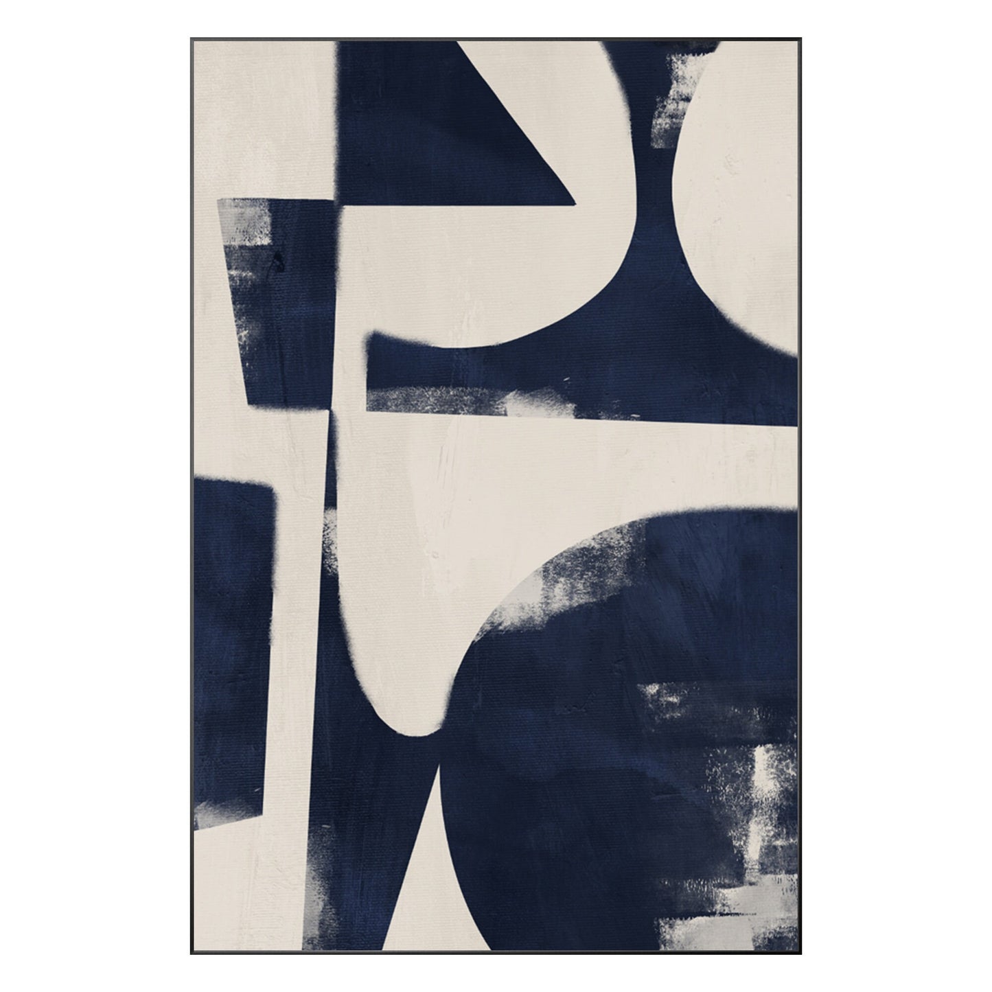 Navy Blue Geometric Painting: Modern Abstract Canvas Wall Art #9