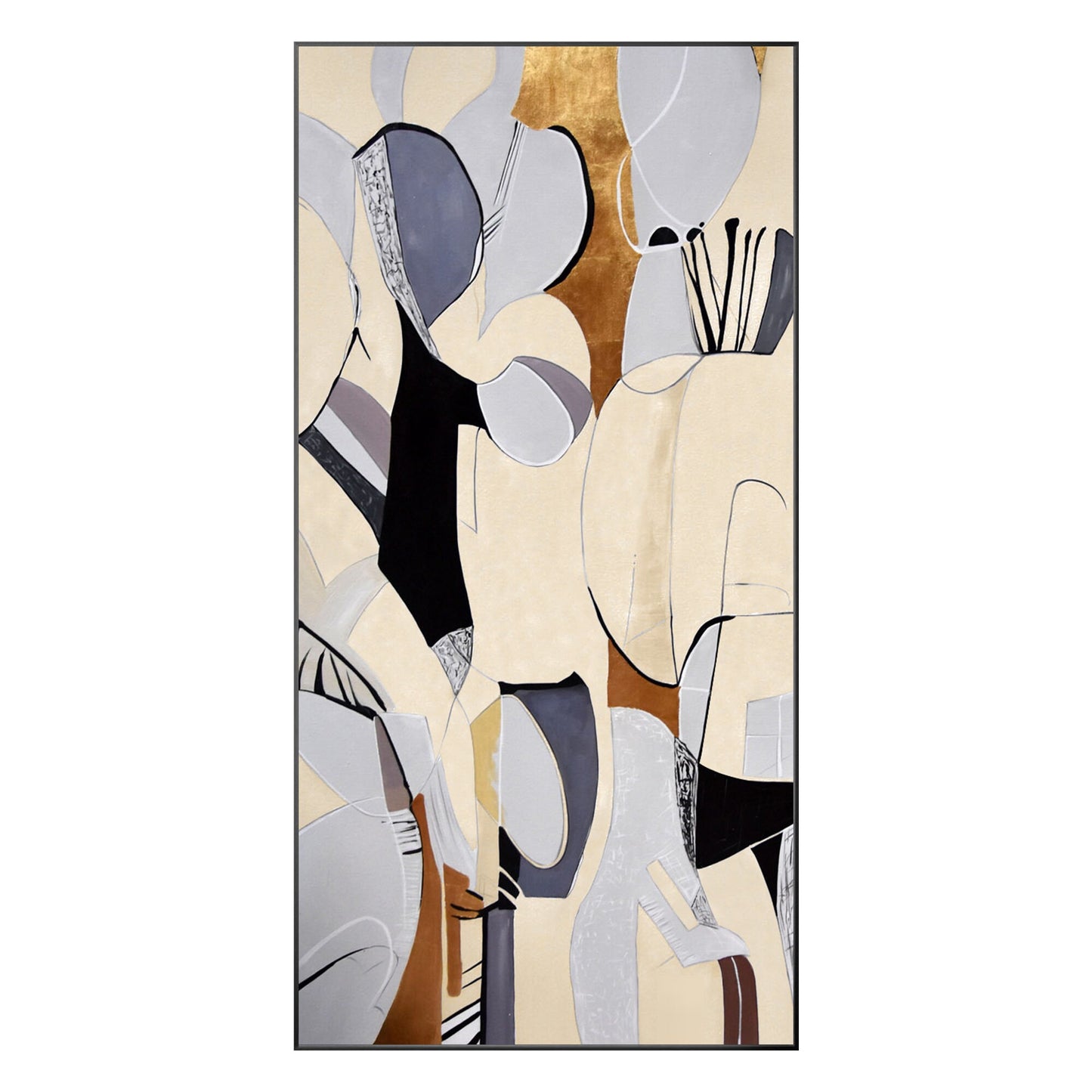 Organic Shape Abstract Painting: Beige Geometric Wall Art #9