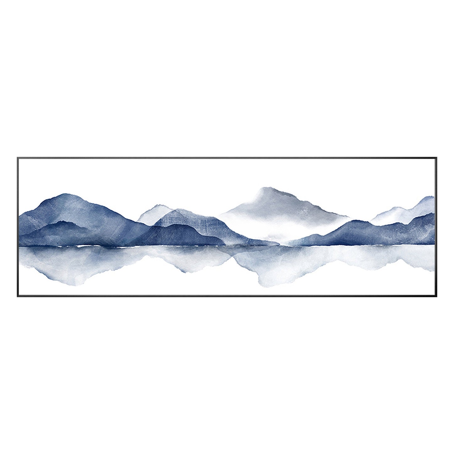 Original Mountain Watercolor Painting: Long Horizontal Canvas Wall Art #10