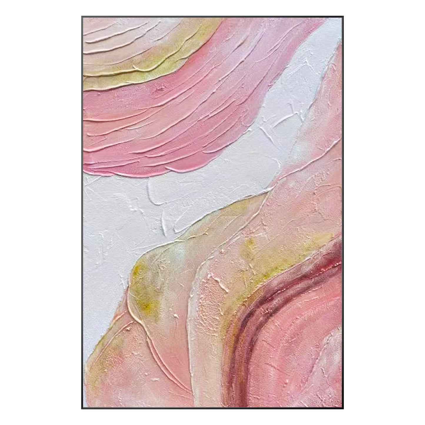 Pink Textured Abstract Painting: Original Boho Wall Art, Framed Canvas #9