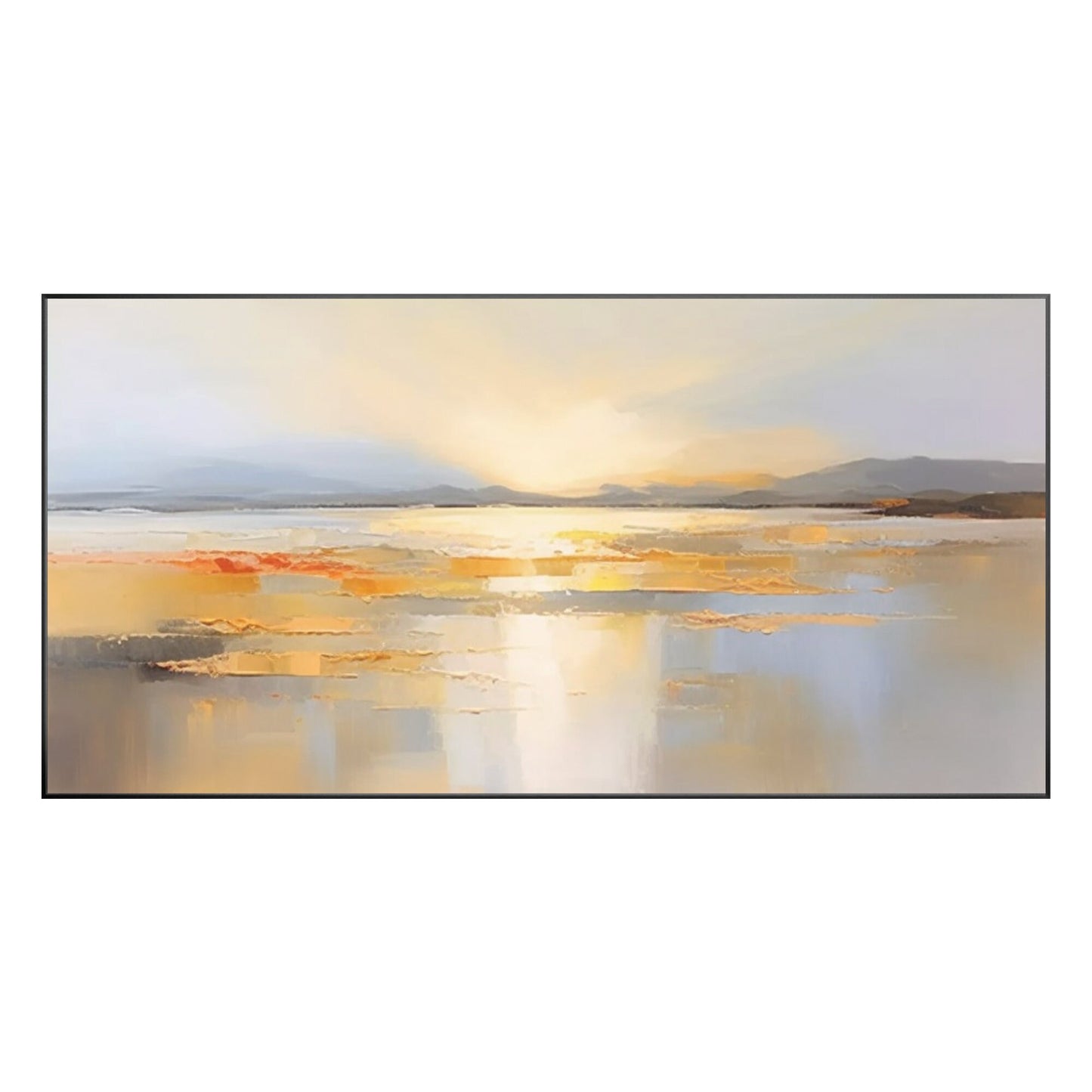 Seascape Sunrise Original Painting on Canvas, Earth Tone Ocean Textured Painting #9