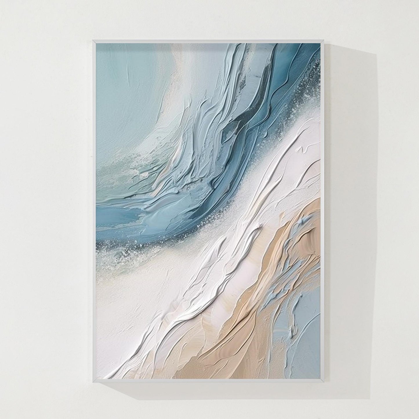 Textured Abstract Ocean Painting: Coastal 3D Wall Art Canvas #11