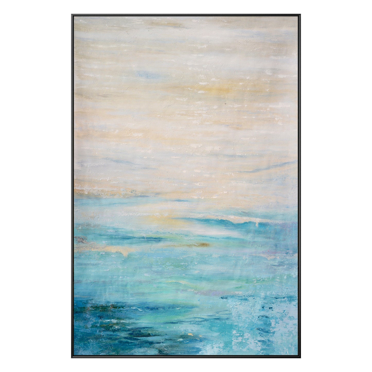 Textured Abstract Painting: Light Blue Beige Modern Wall Art #9