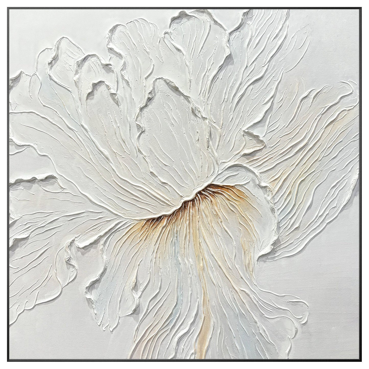 Textured White Flower Painting: 3D Minimalist Floral Wall Art #9