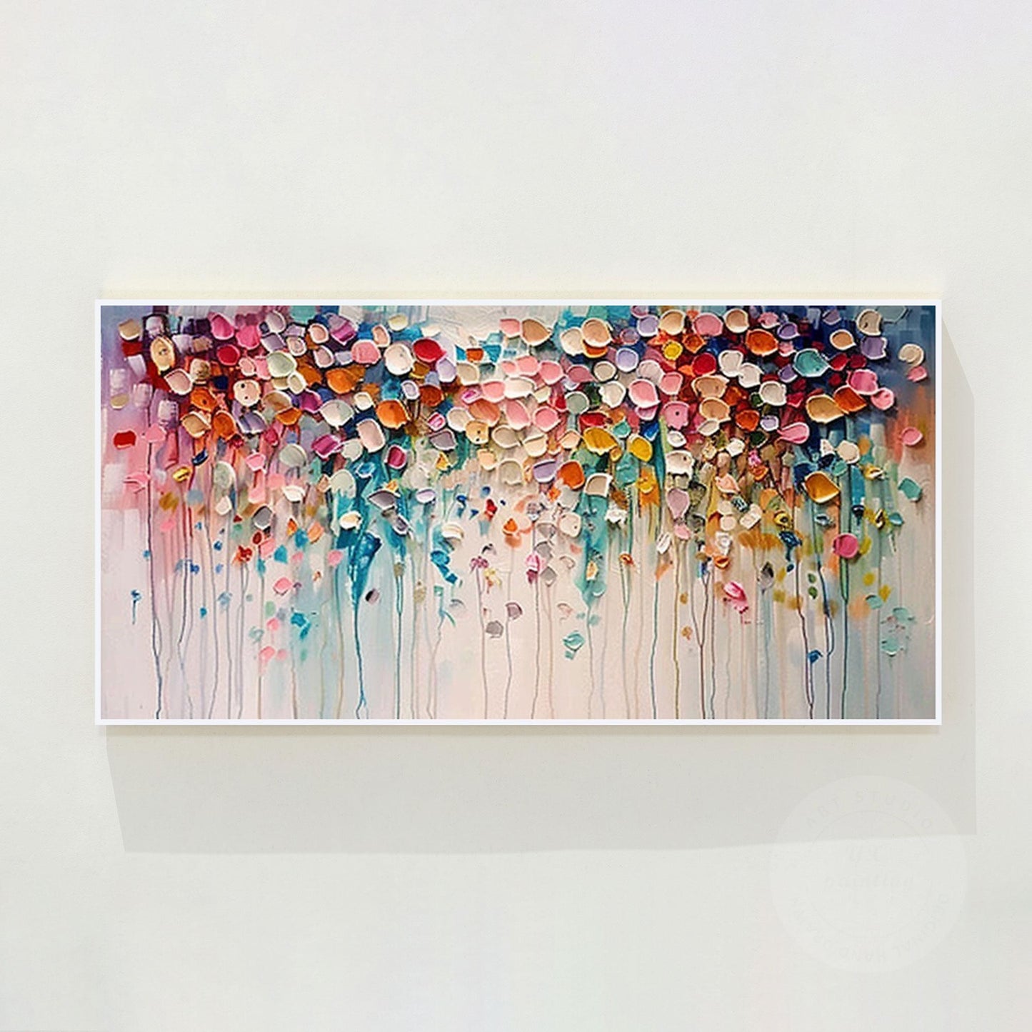 Textured Wildflower Painting: 3D Floral Abstract Canvas Art #10