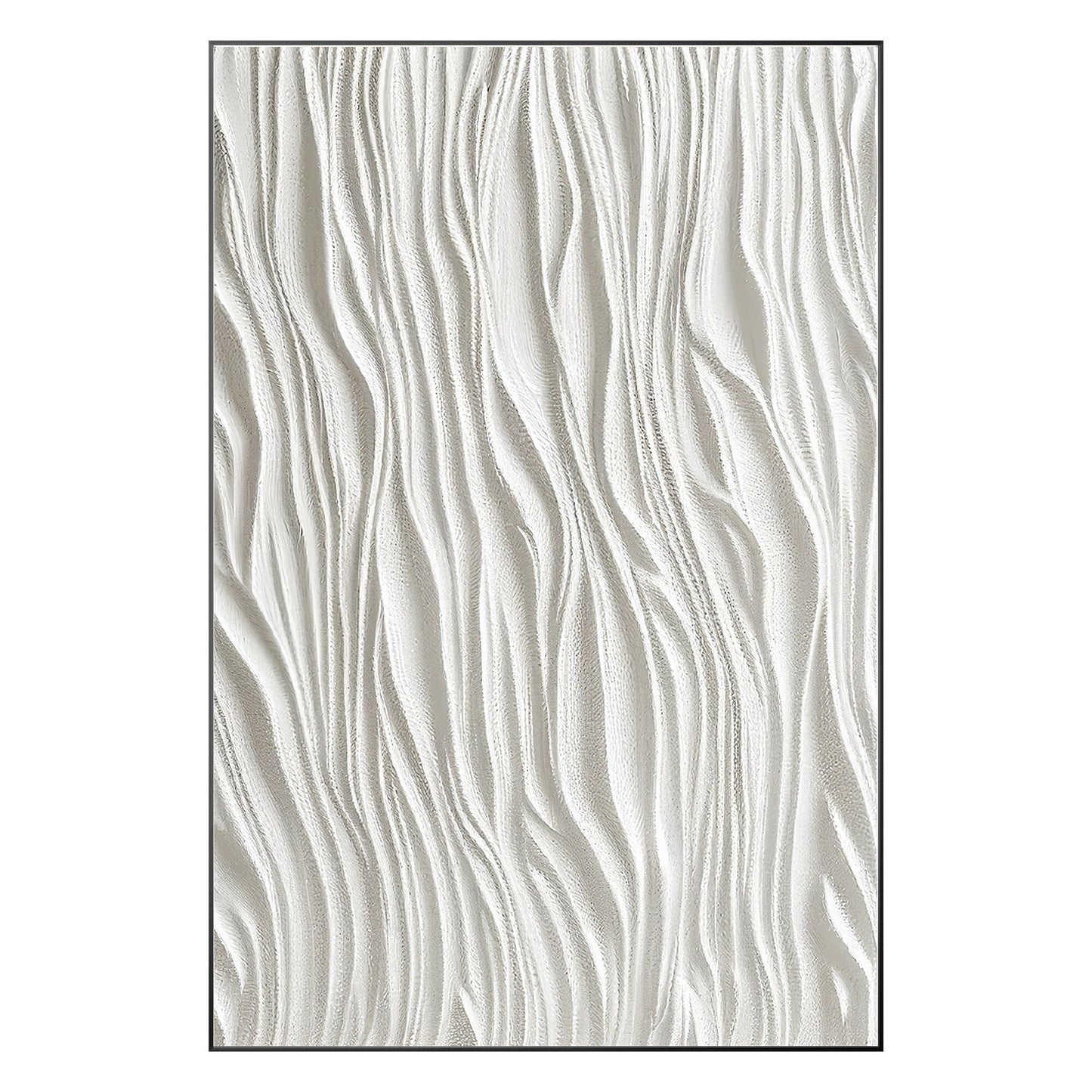 White Textured Painting: 3D Minimalist Framed Canvas Wall Art #9