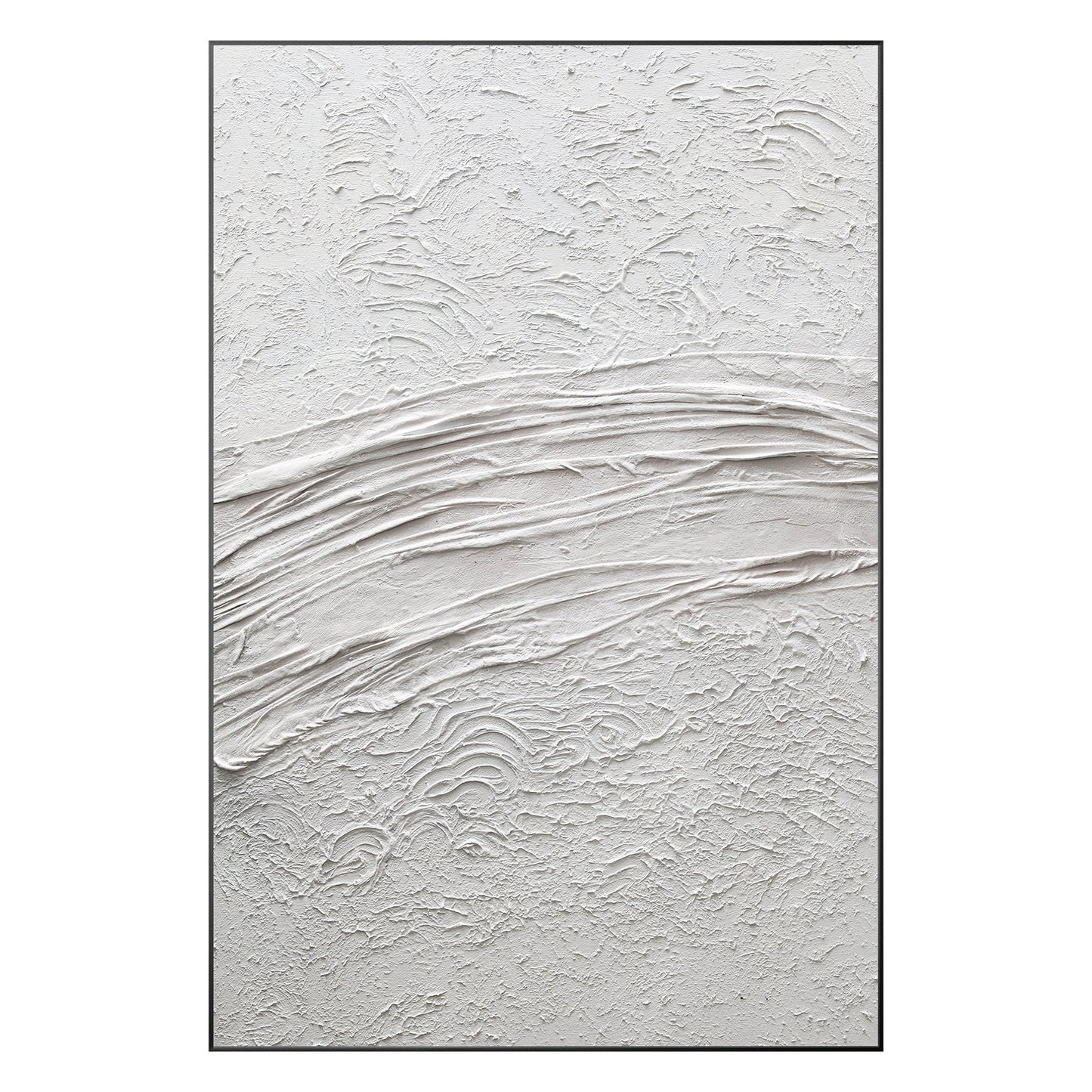 White Textured Painting On Canvas: Framed 3D Minimalist Wall Art #10