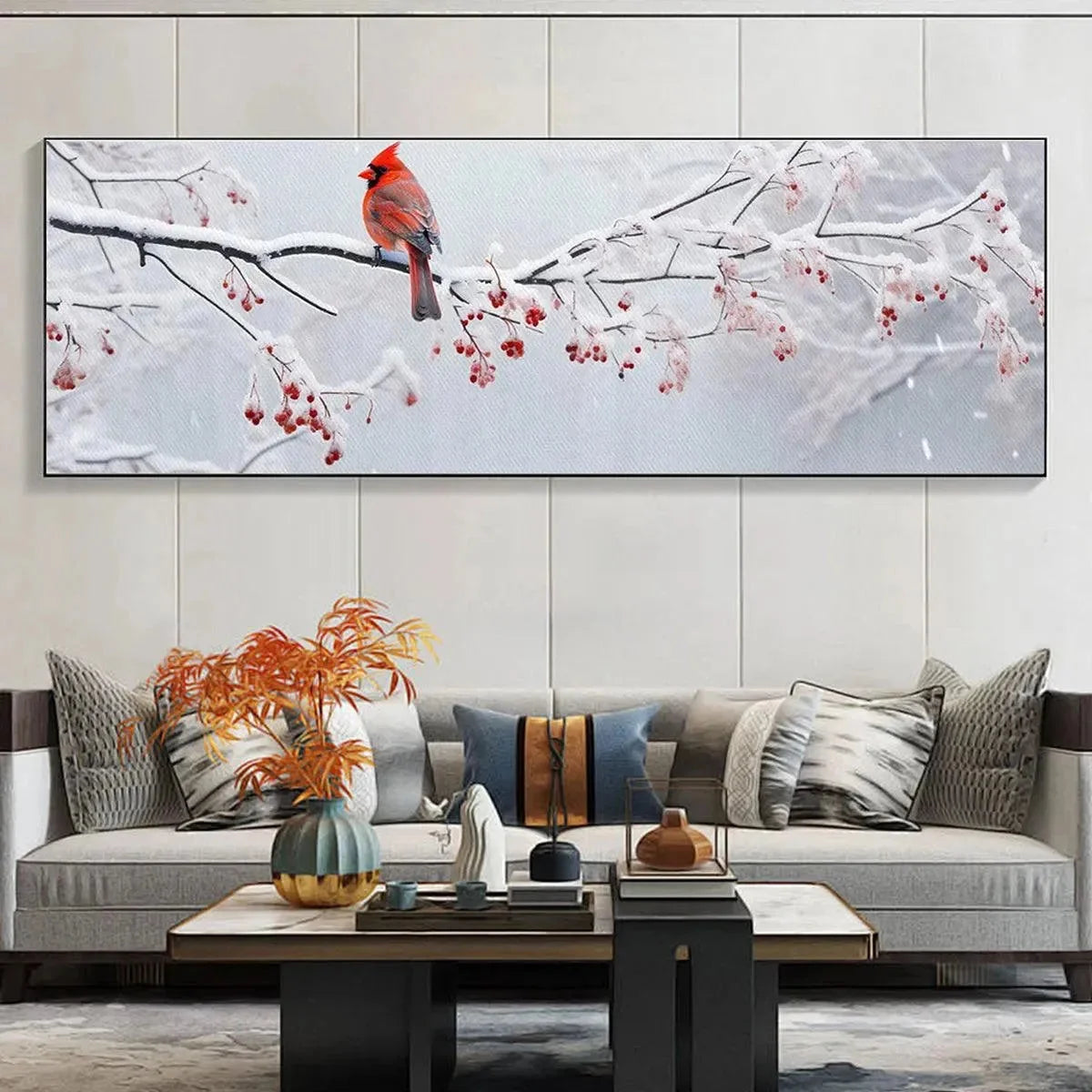 WINTER CARDINAL PANORAMIC | multi-color palette, original art