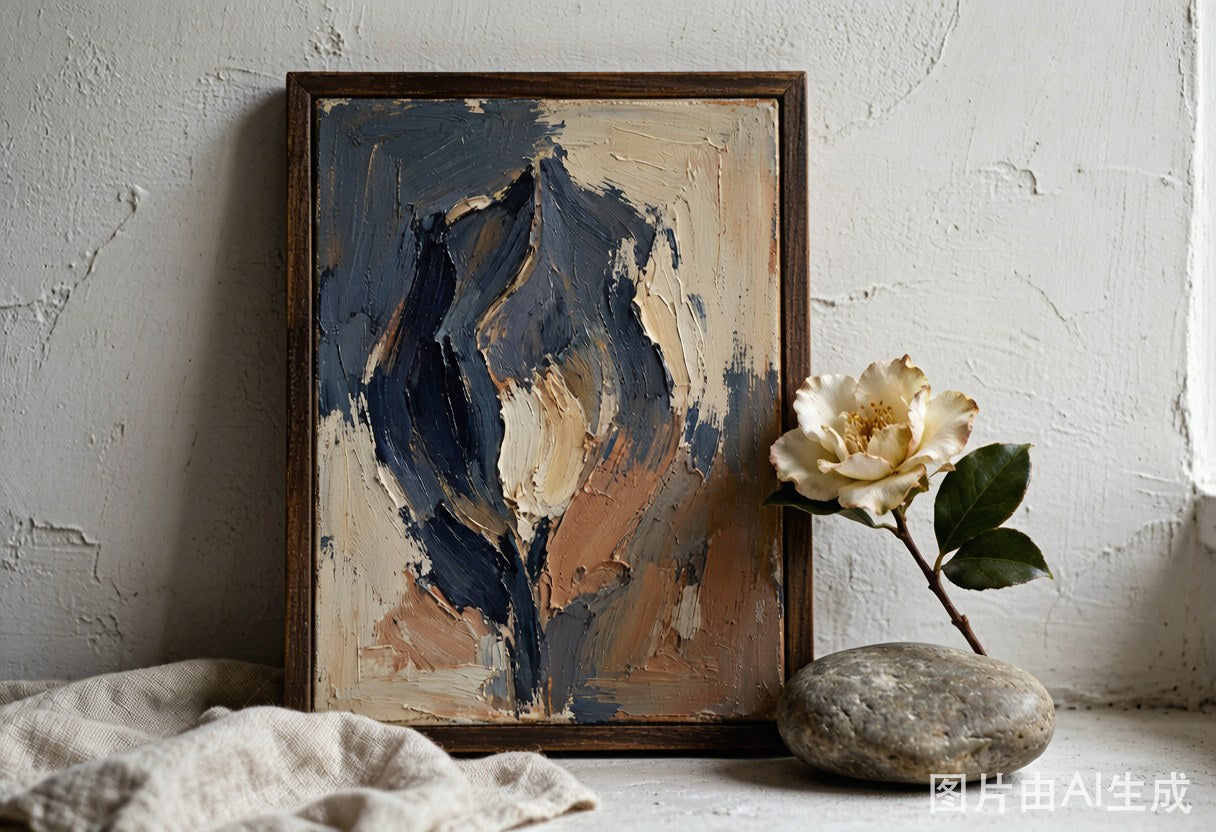 Framed hand-painted oil painting still life composition