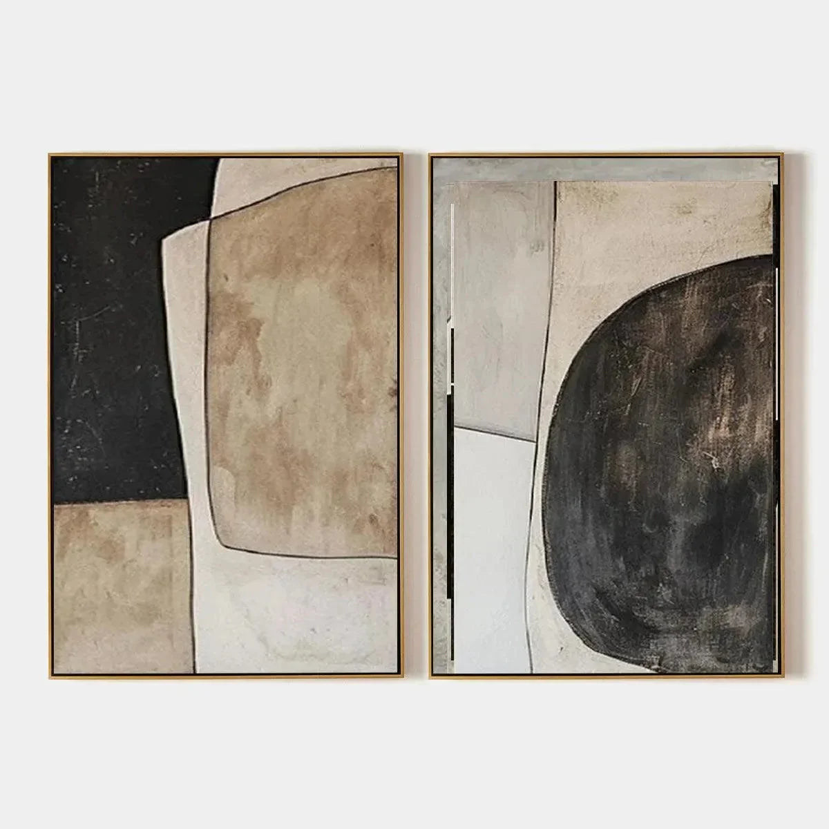 ABSTRACT GEOMETRIC DIPTYCH: Geometric Set of 2 Vertical | hanging in living room, Abstract wall art