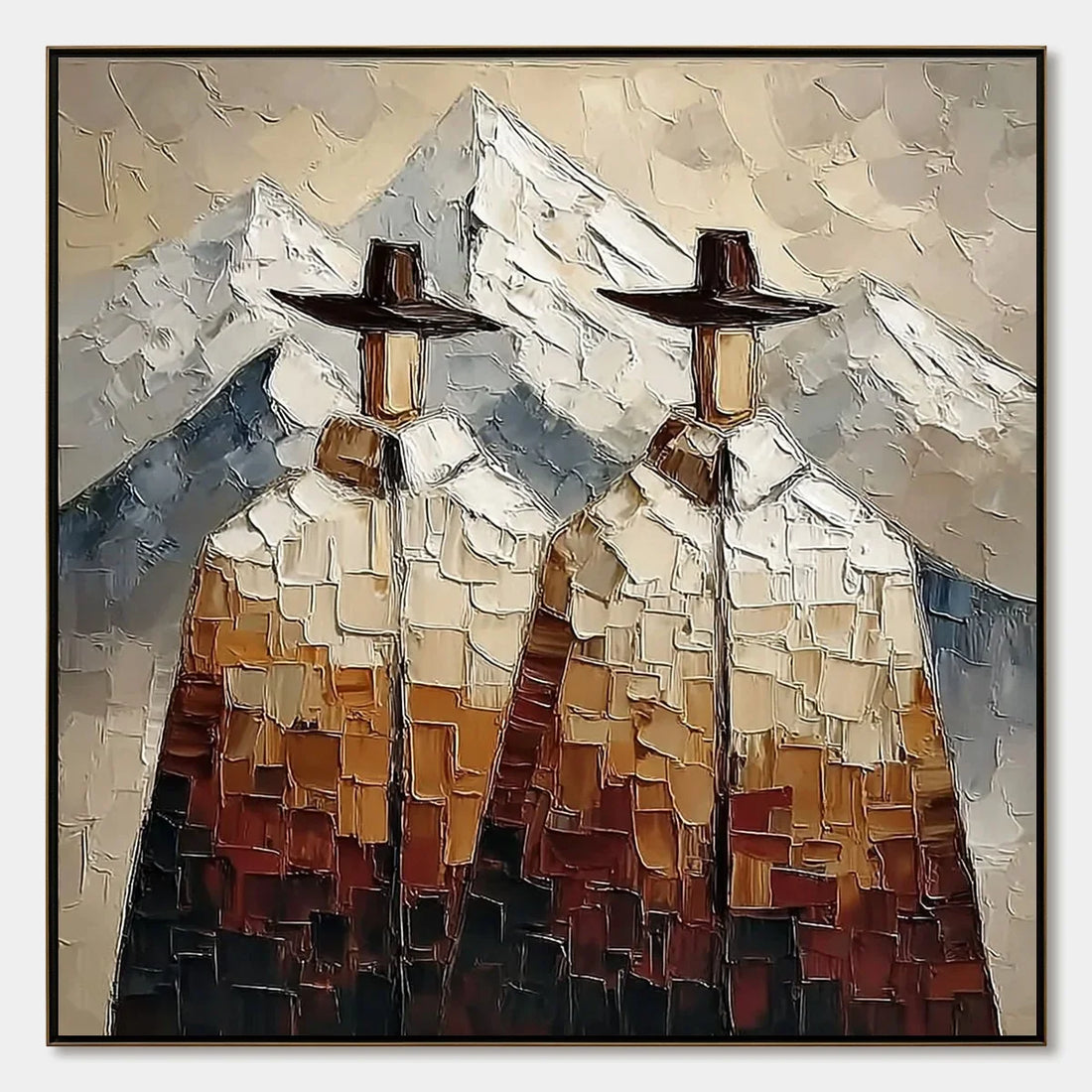 Two figures, a mountain range, and why the brushwork stays loose