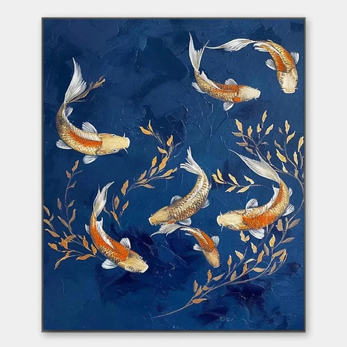 A koi painting, painted on a tall canvas for once