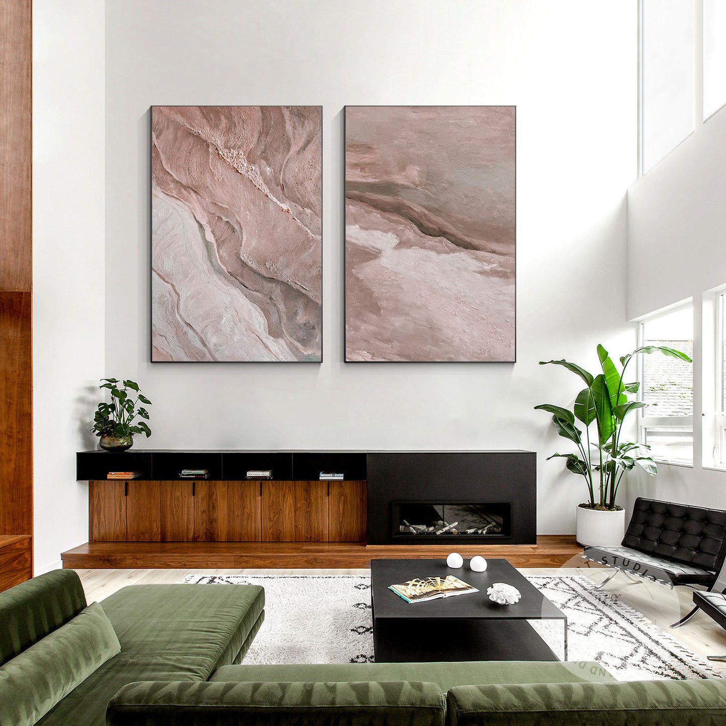 2 Pieces Abstract Painting On Canvas, Vertical Framed Huge Extra Large Wall Art, #5