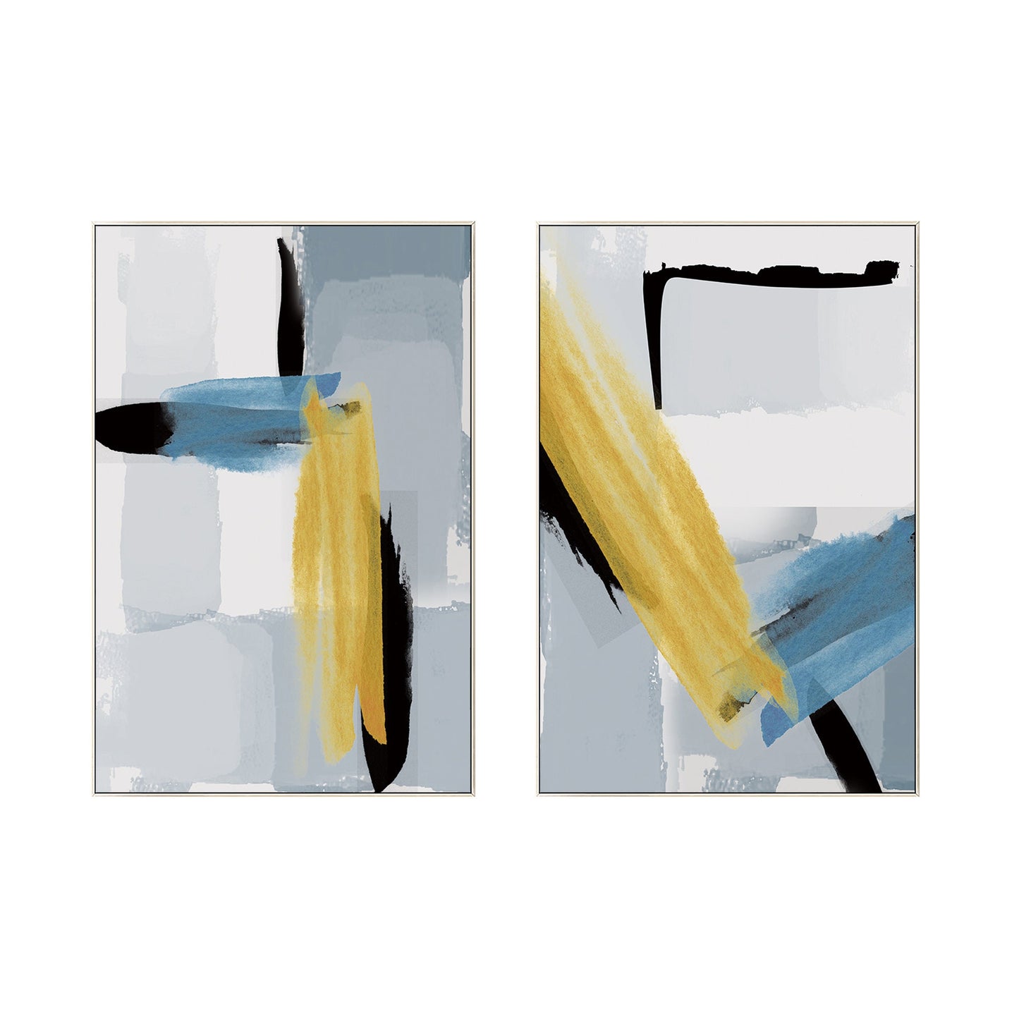 2 pieces wall art Abstract painting Geometric art paintings On Canvas original f #9