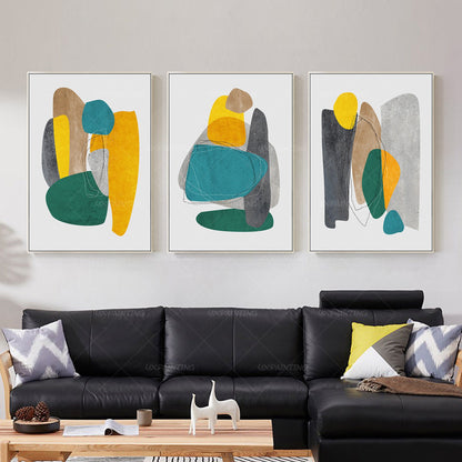 3 piezas de arte de pared Arte geométrico abstracto Yxpainting Pintura acrílica  #15