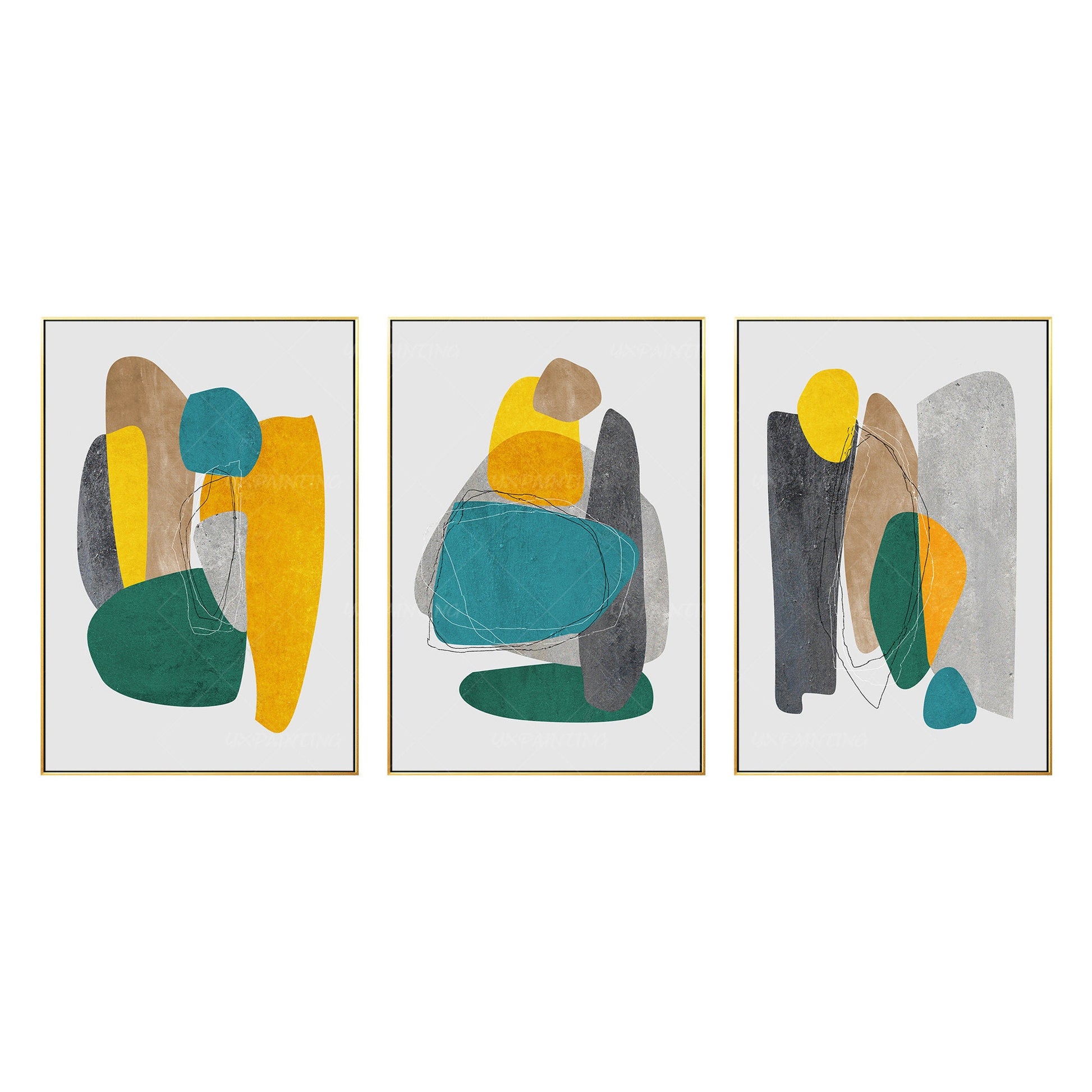 3 piezas de arte de pared Arte geométrico abstracto Yxpainting Pintura acrílica  #16