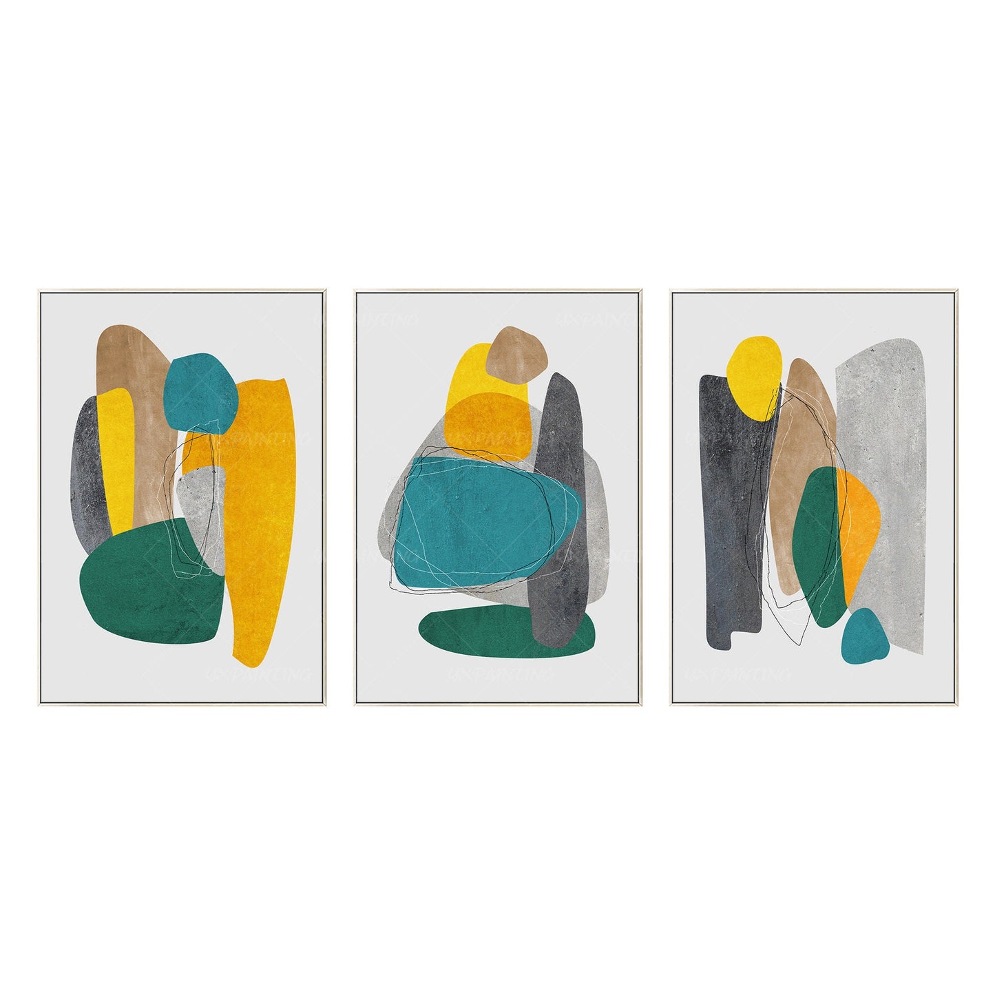3 piezas de arte de pared Arte geométrico abstracto Yxpainting Pintura acrílica  #17