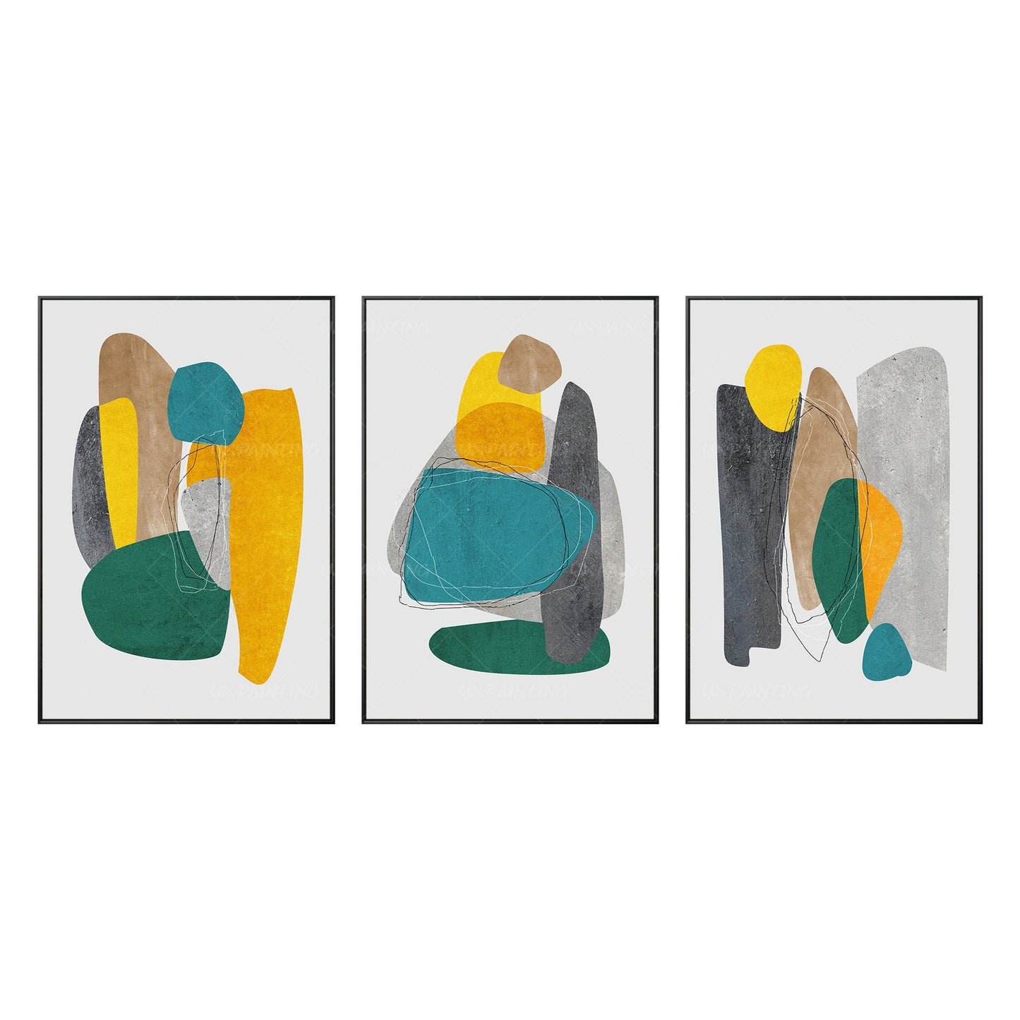 3 piezas de arte de pared Arte geométrico abstracto Yxpainting Pintura acrílica  #8