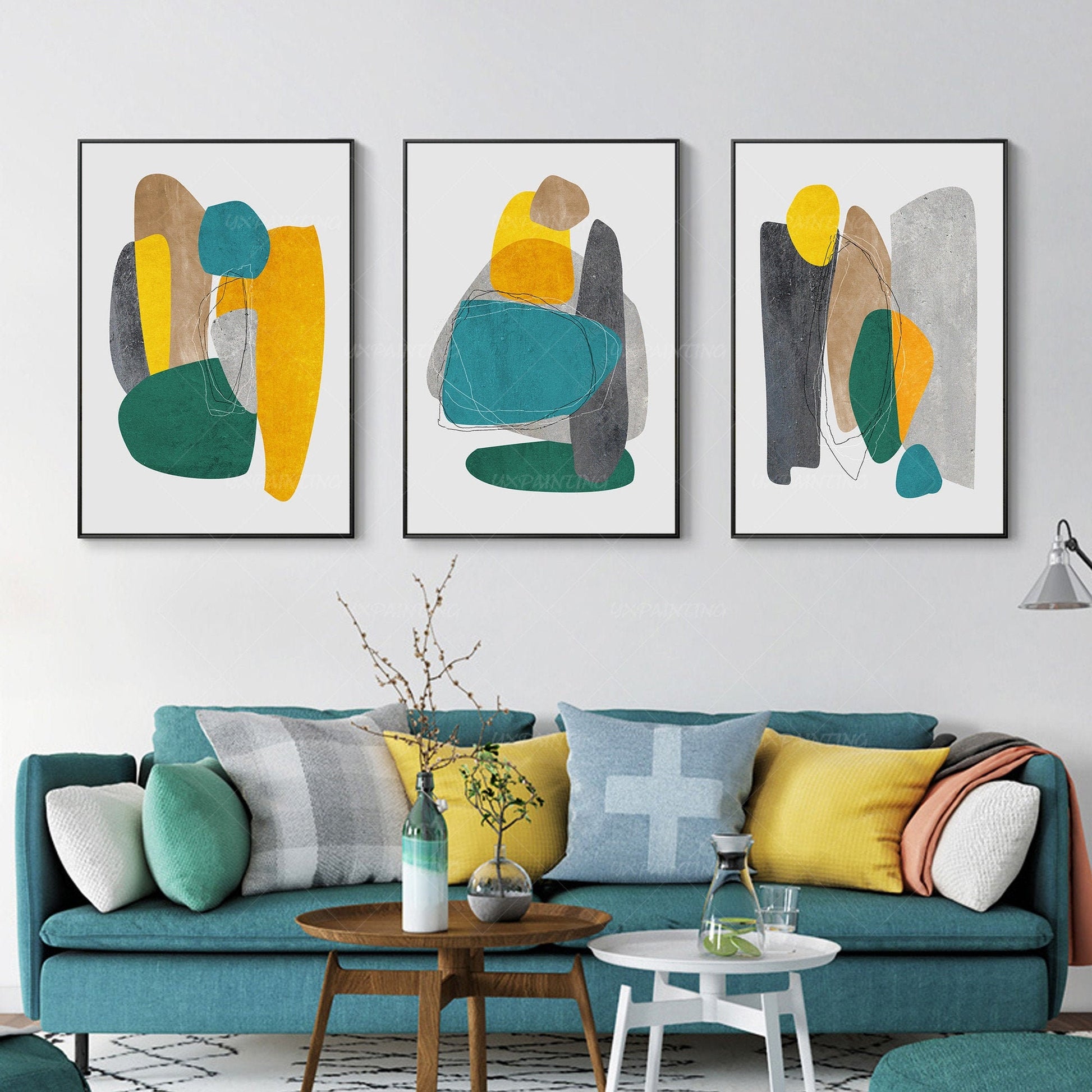 3 piezas de arte de pared Arte geométrico abstracto Yxpainting Pintura acrílica  #1