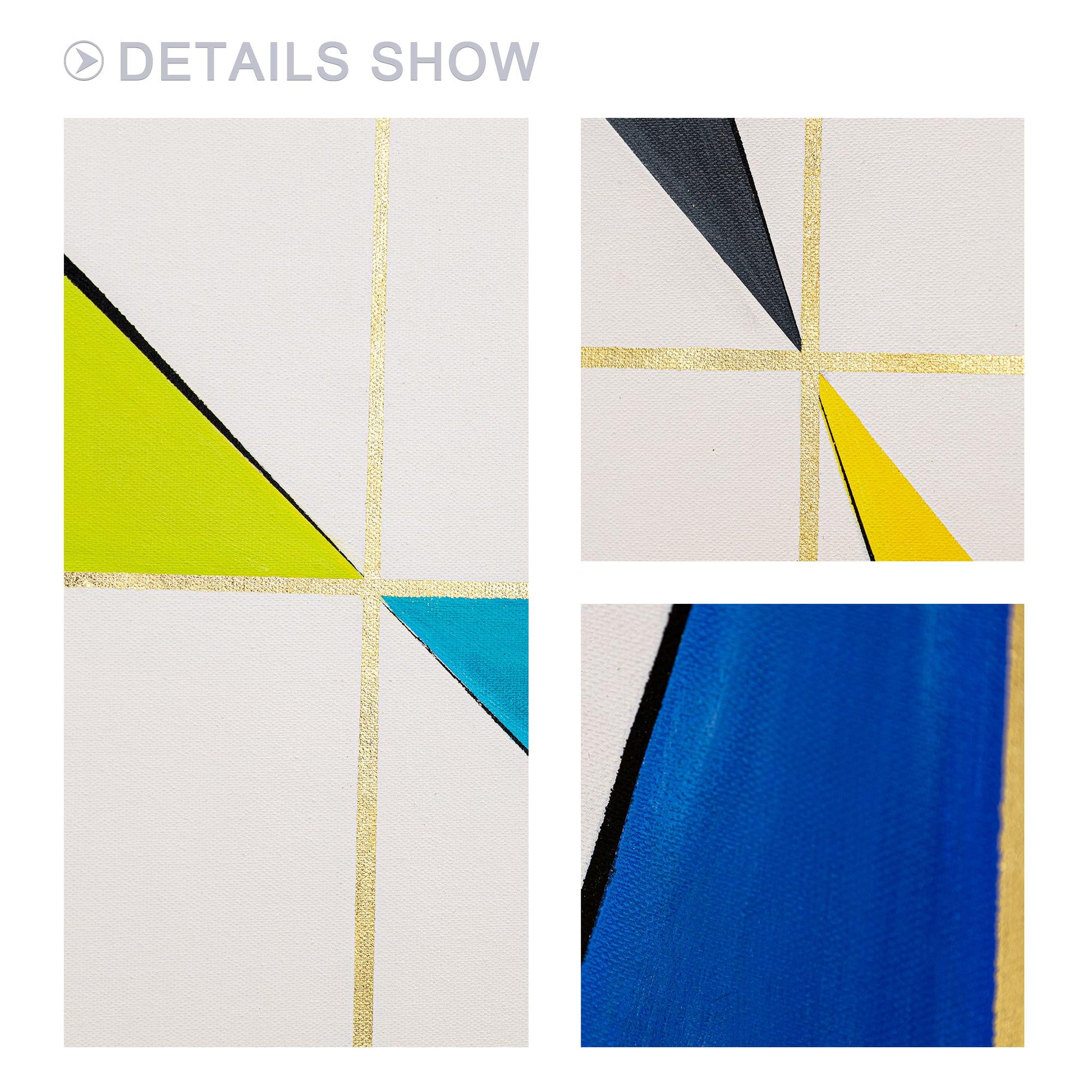 3 stuks geometrische kunst abstracte gouden kunst acrylschilderijen op canvas or #16