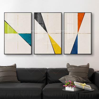 3 stuks geometrische kunst abstracte gouden kunst acrylschilderijen op canvas or #3
