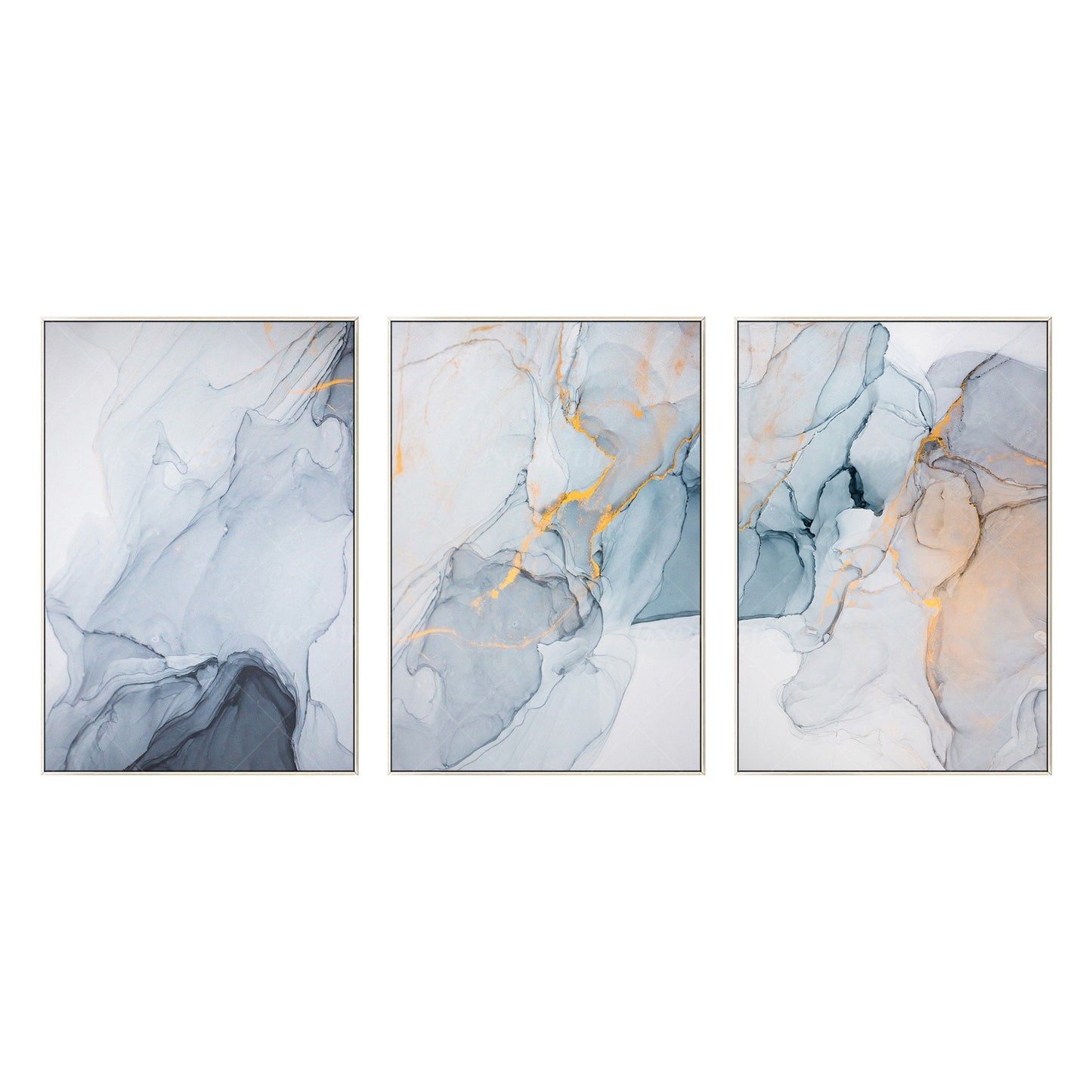 3 stuks ingelijste muurkunst afdrukbare gouden kunst abstracte digitale print op #16