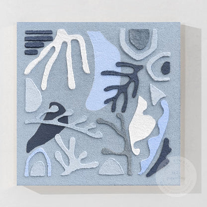 3D Blue Textured Abstract Wall Art, Original Painting on Canvas, Extra Large Squ #6