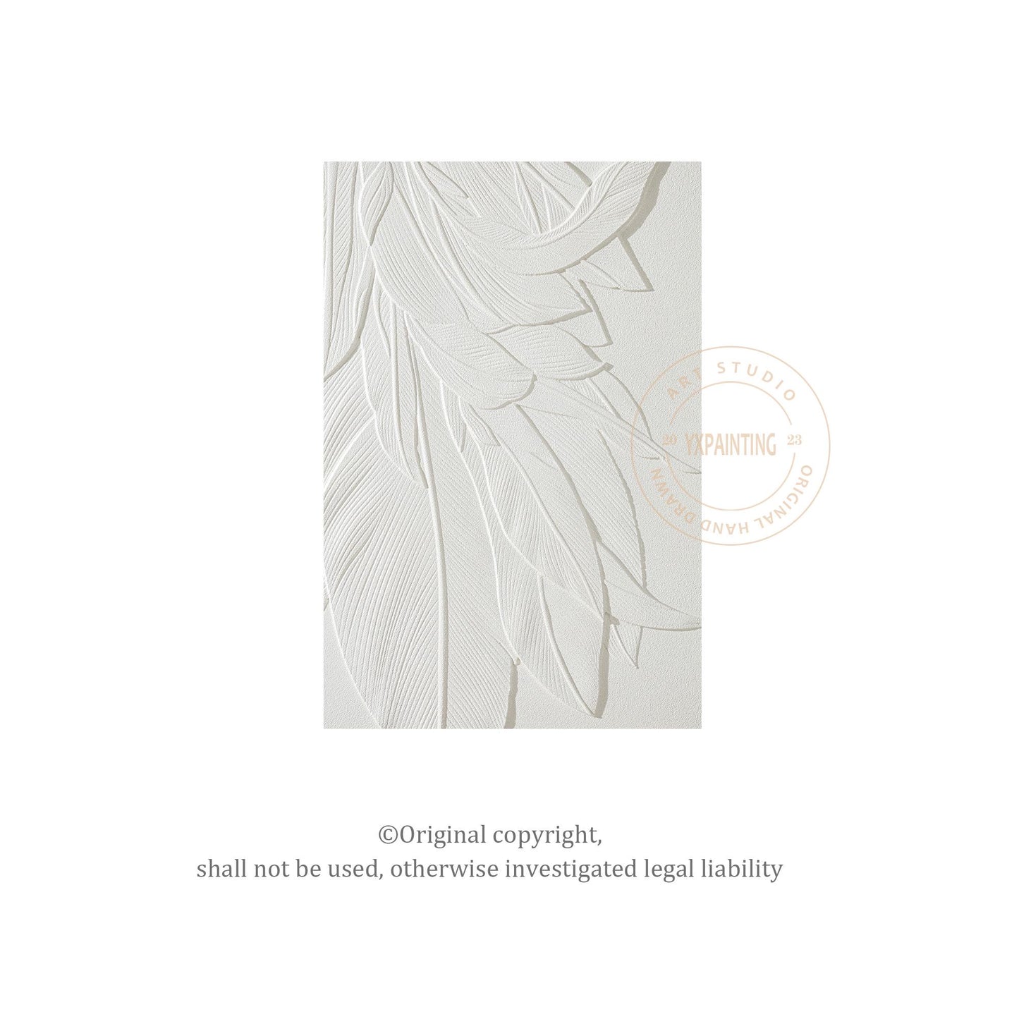 3D-muurkunst houtsnede bananenblad: witte textuur, minimalistisch decor #15
