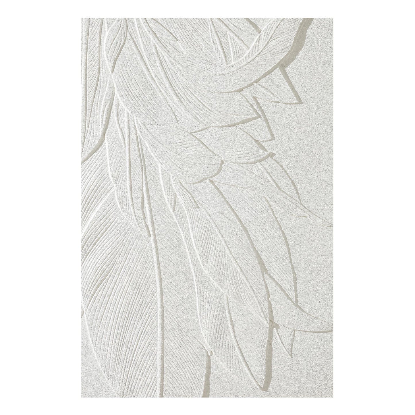 3D-muurkunst houtsnede bananenblad: witte textuur, minimalistisch decor #16