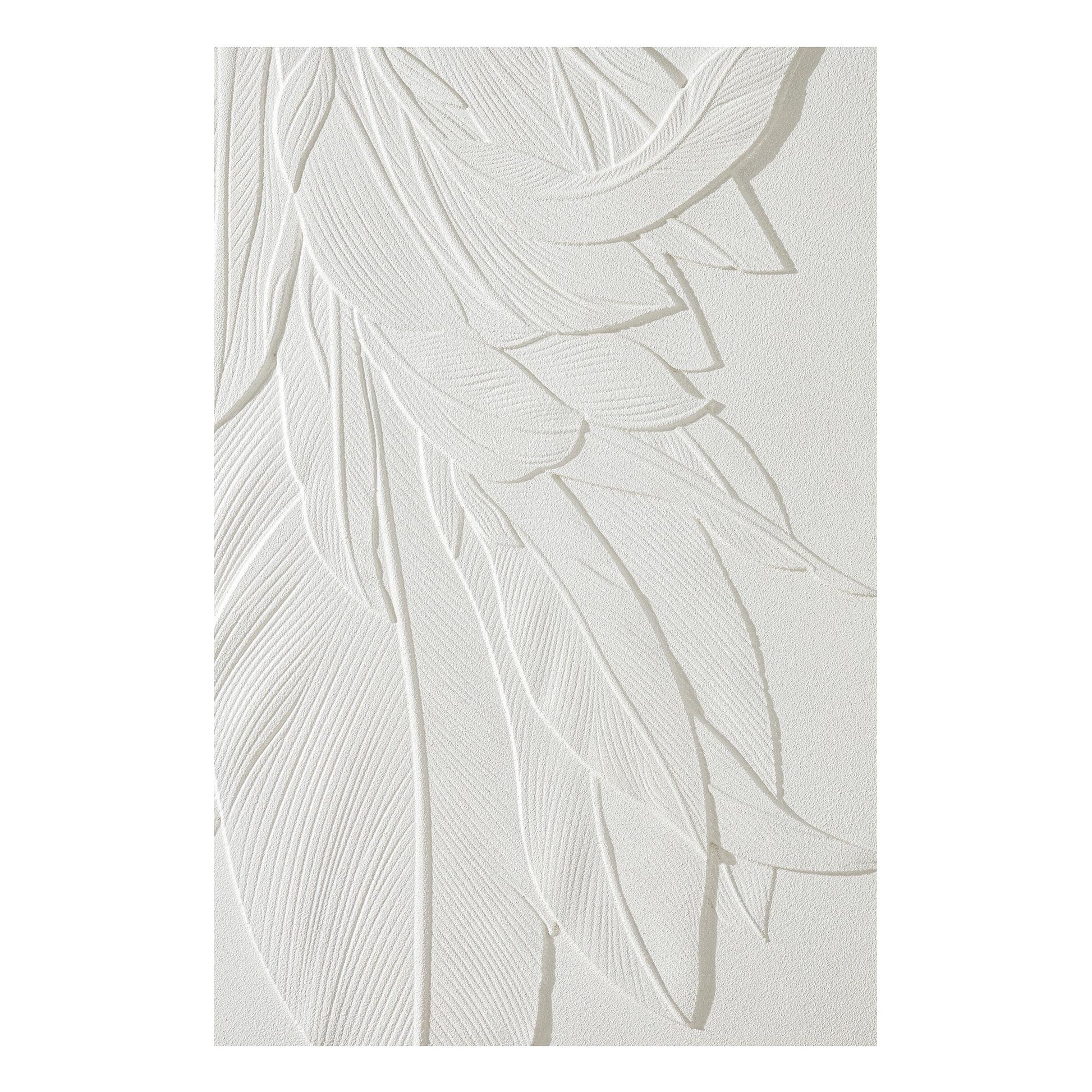 3D-muurkunst houtsnede bananenblad: witte textuur, minimalistisch decor #16