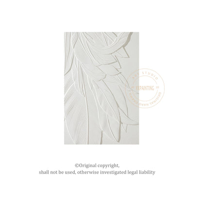 3D-muurkunst houtsnede bananenblad: witte textuur, minimalistisch decor #7